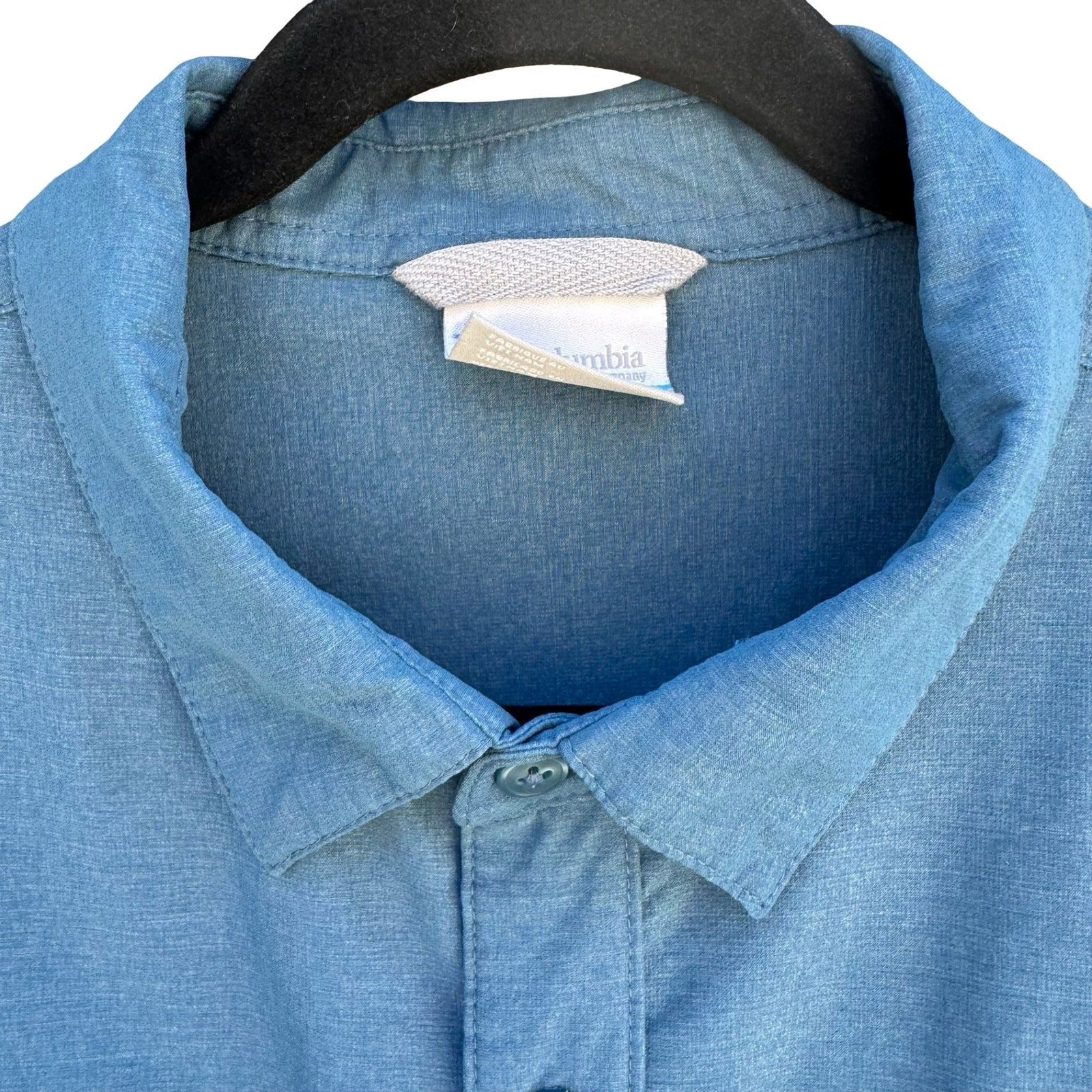 Columbia Mens L Omni-Wick Hiking Outdoor Shirt Blue Hiking Stretch Gorpcore