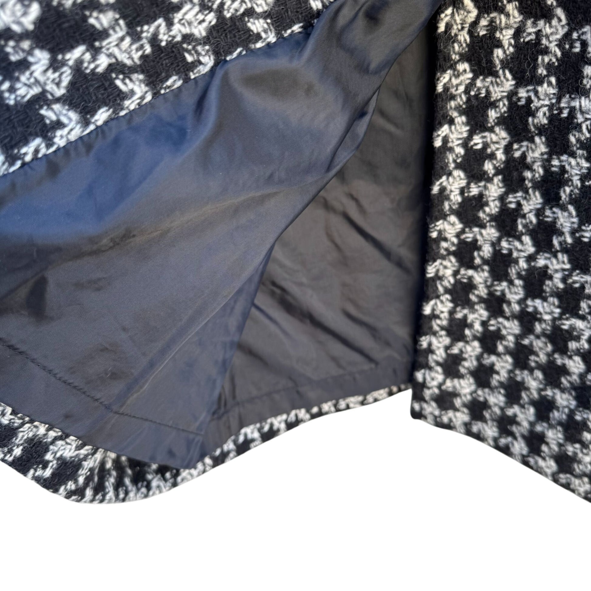 Bestrend Vintage Black & White Houndstooth Wool Blend Chic Outerwear Dress Coat