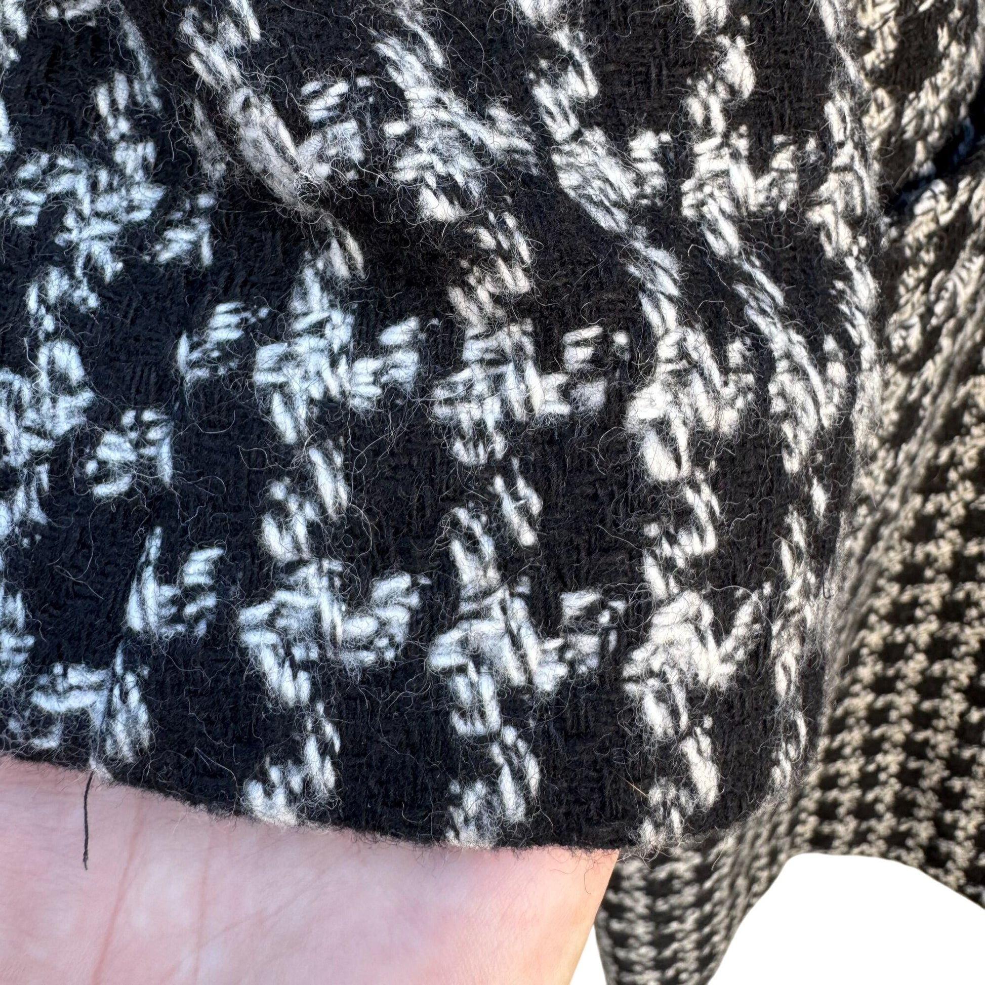 Bestrend Vintage Black & White Houndstooth Wool Blend Chic Outerwear Dress Coat