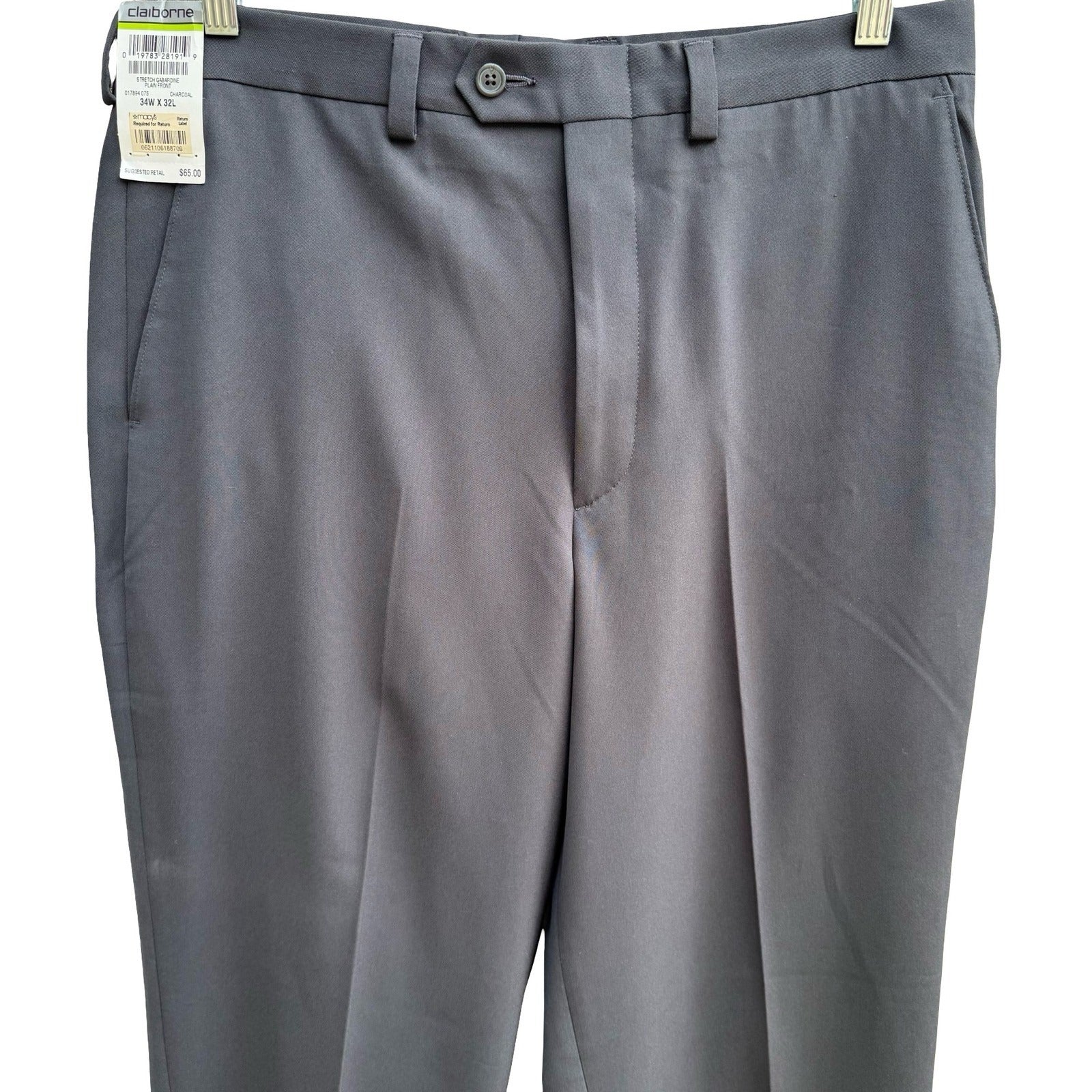 Claiborne Professional Gabardine Dress Pants Charcoal Mens 34x32 017894-075 NEW