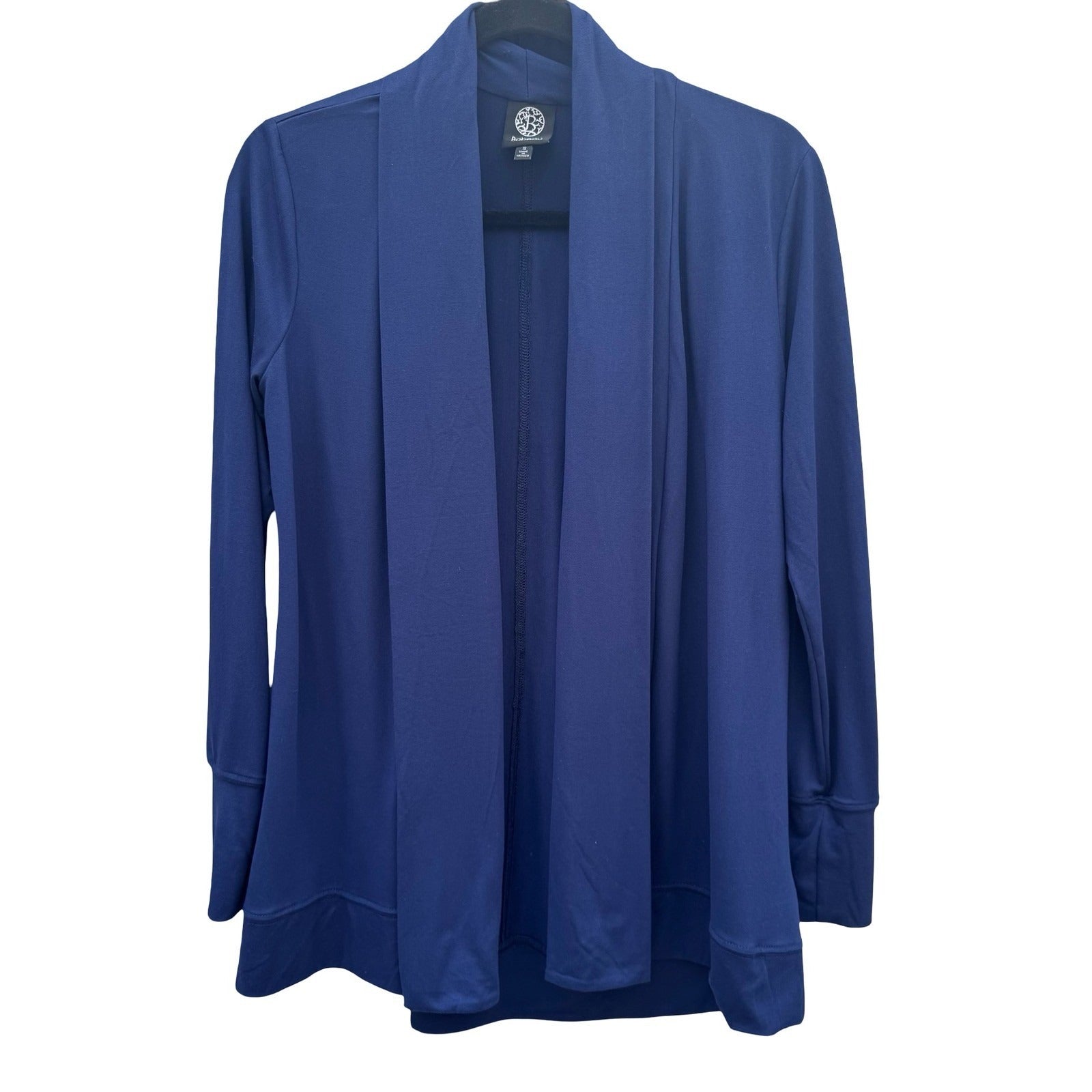 Bobeau Womens Navy Blue Open Front Shawl Collar Draped Knit Cardigan Size Small