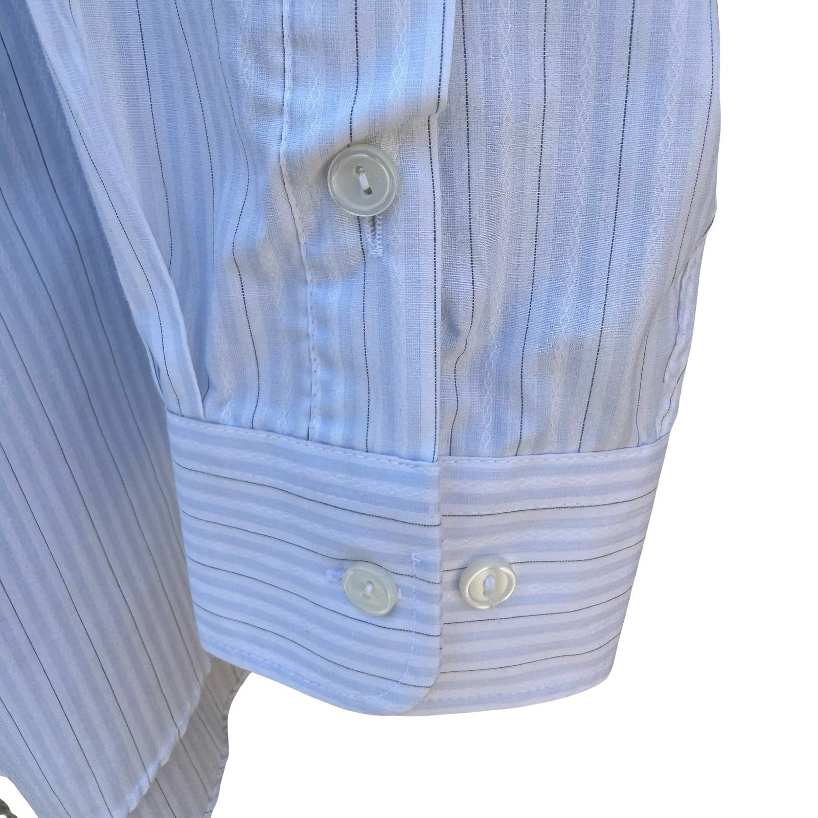 Daedo Mens Light Blue Pinstripe Button Down Shirt Long Sleeve Cotton Blend Large