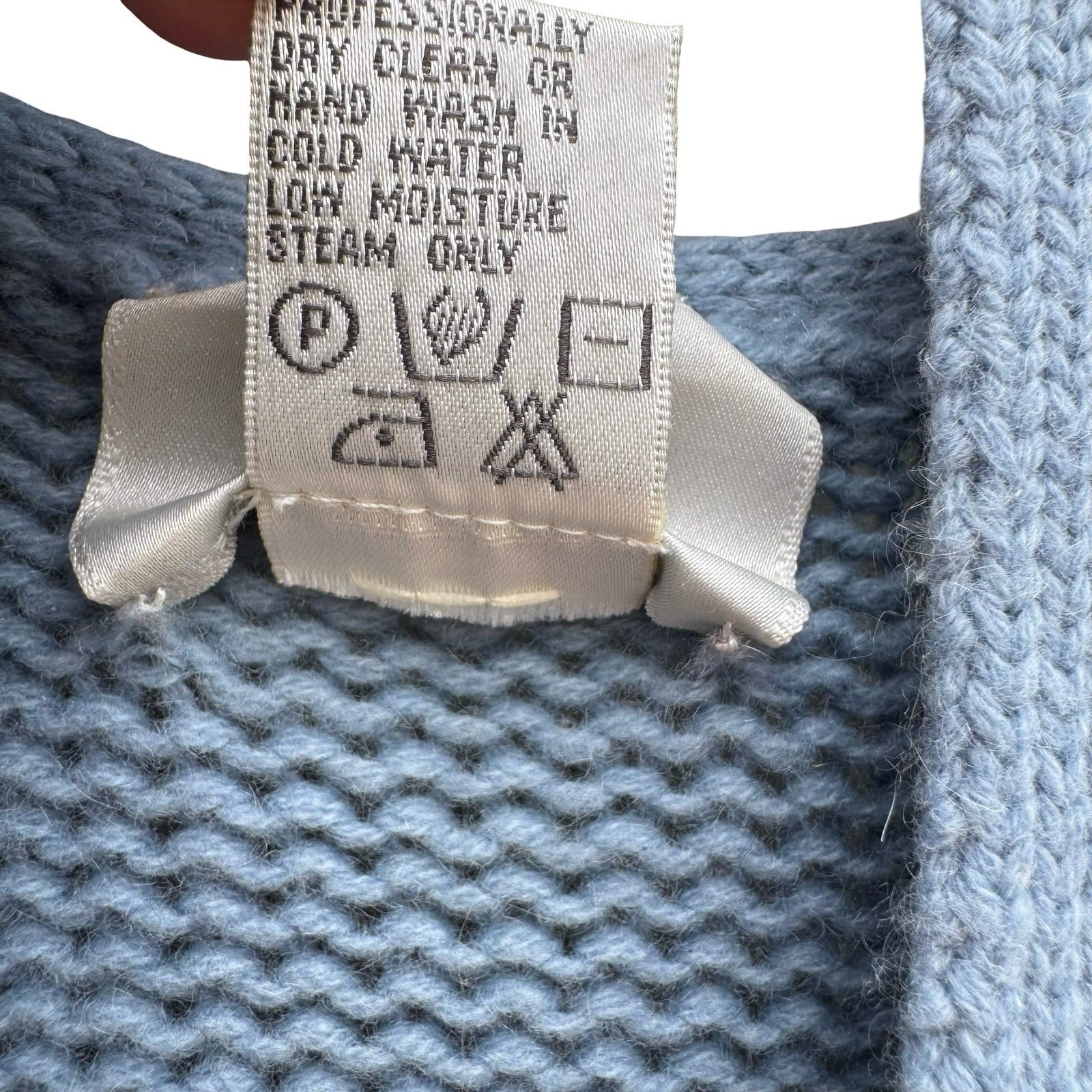 Neiman Marcus Cashmere Duster Cardigan Pastel Blue Longline Open Front Sweater L