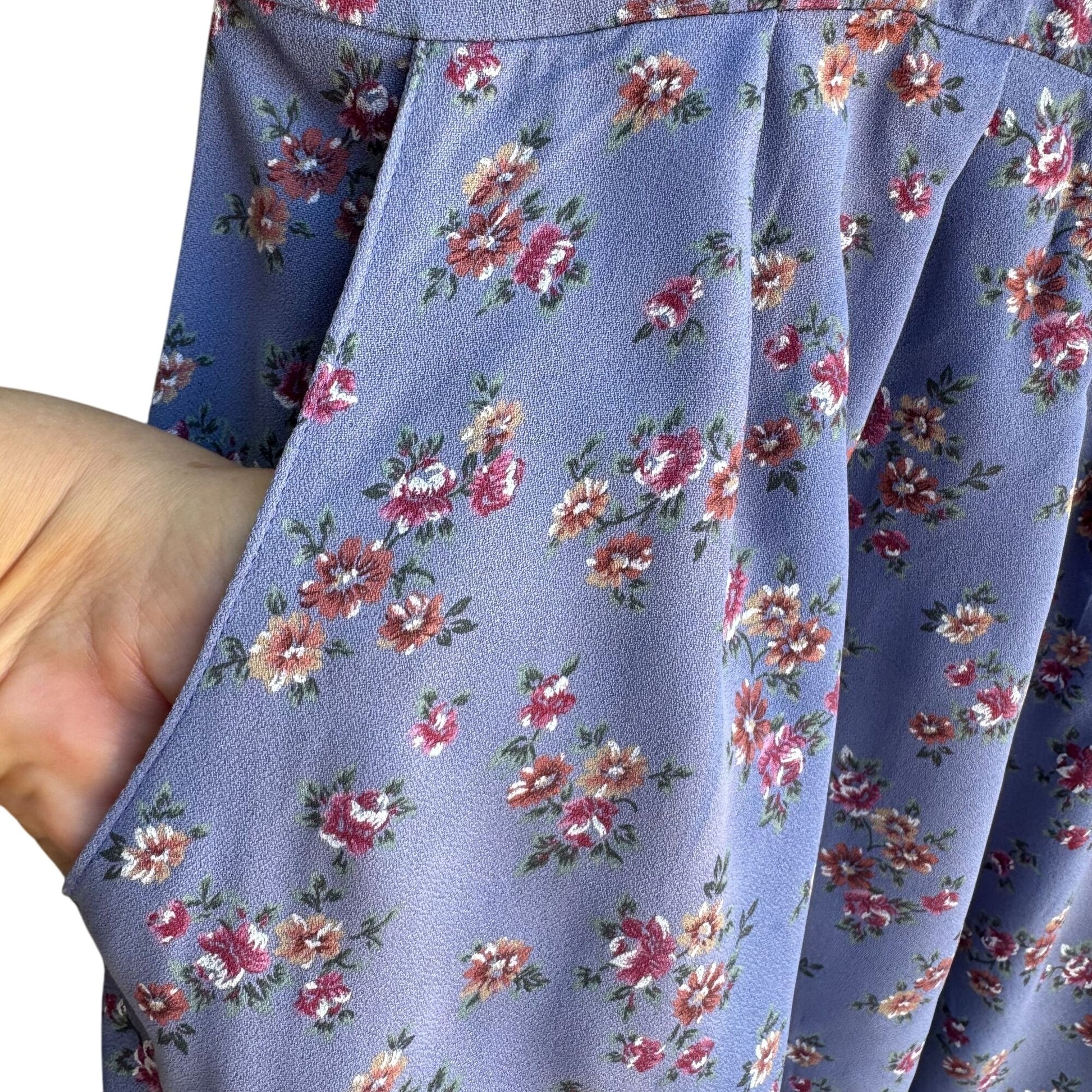 RJ Stevens Petites Vintage Womens Festival Blue Floral Short Sleeve Romper 10