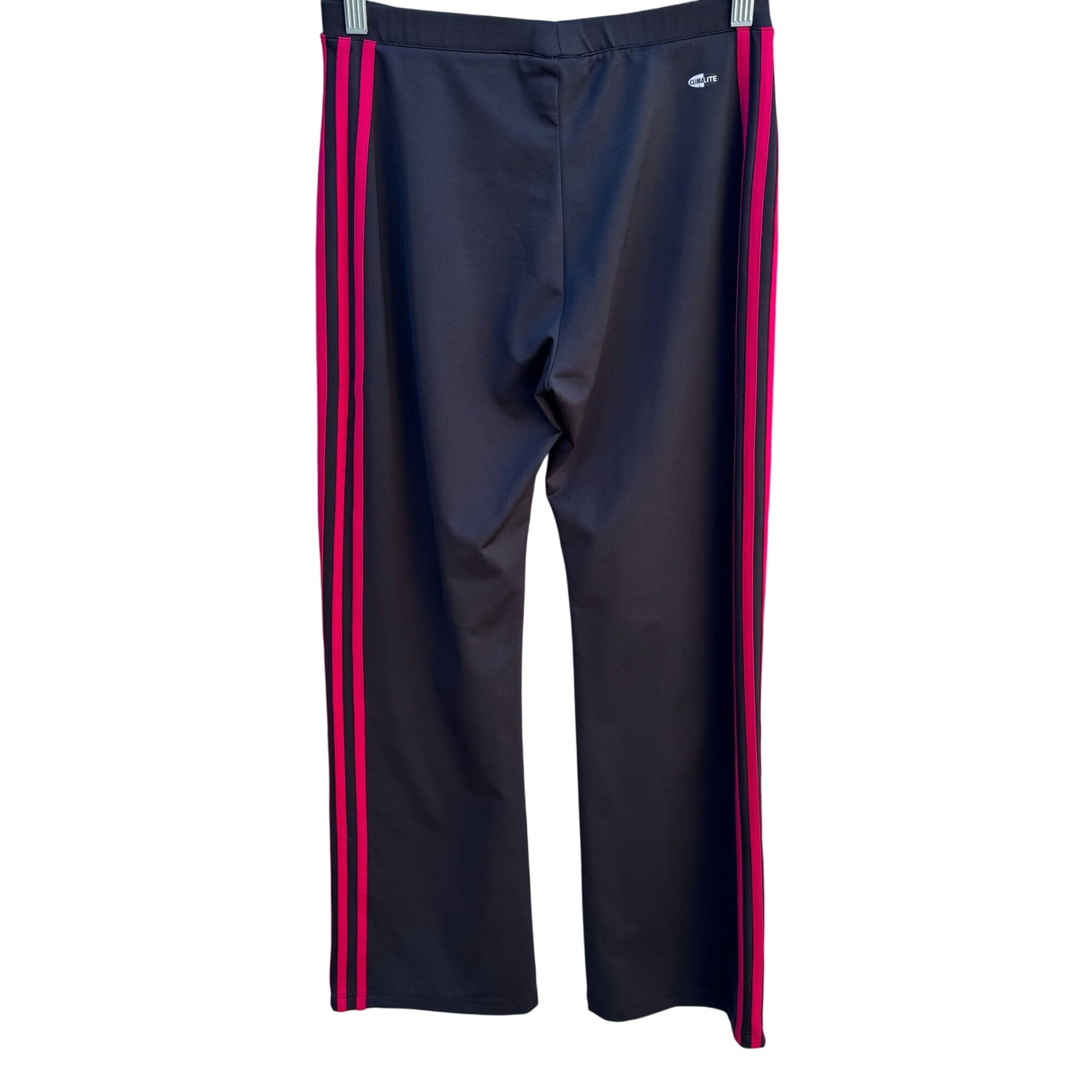 Adidas Climalite Vintage Y2K Black Pink Stripe Zip Track Yoga Pants Womens M