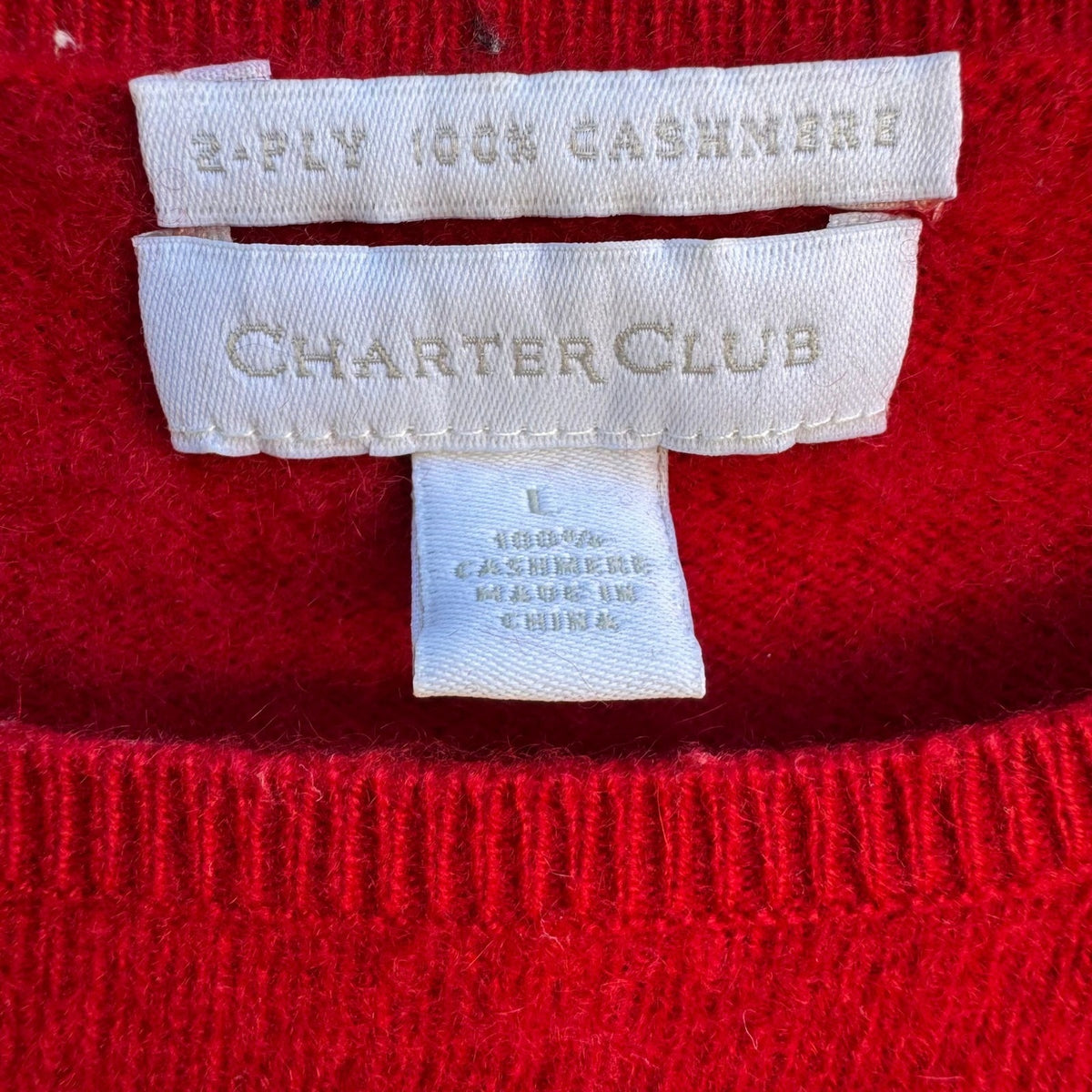 Charter Club 100% Cashmere 2-Ply Knit Quiet Luxury Old Money Preppy Sweater L