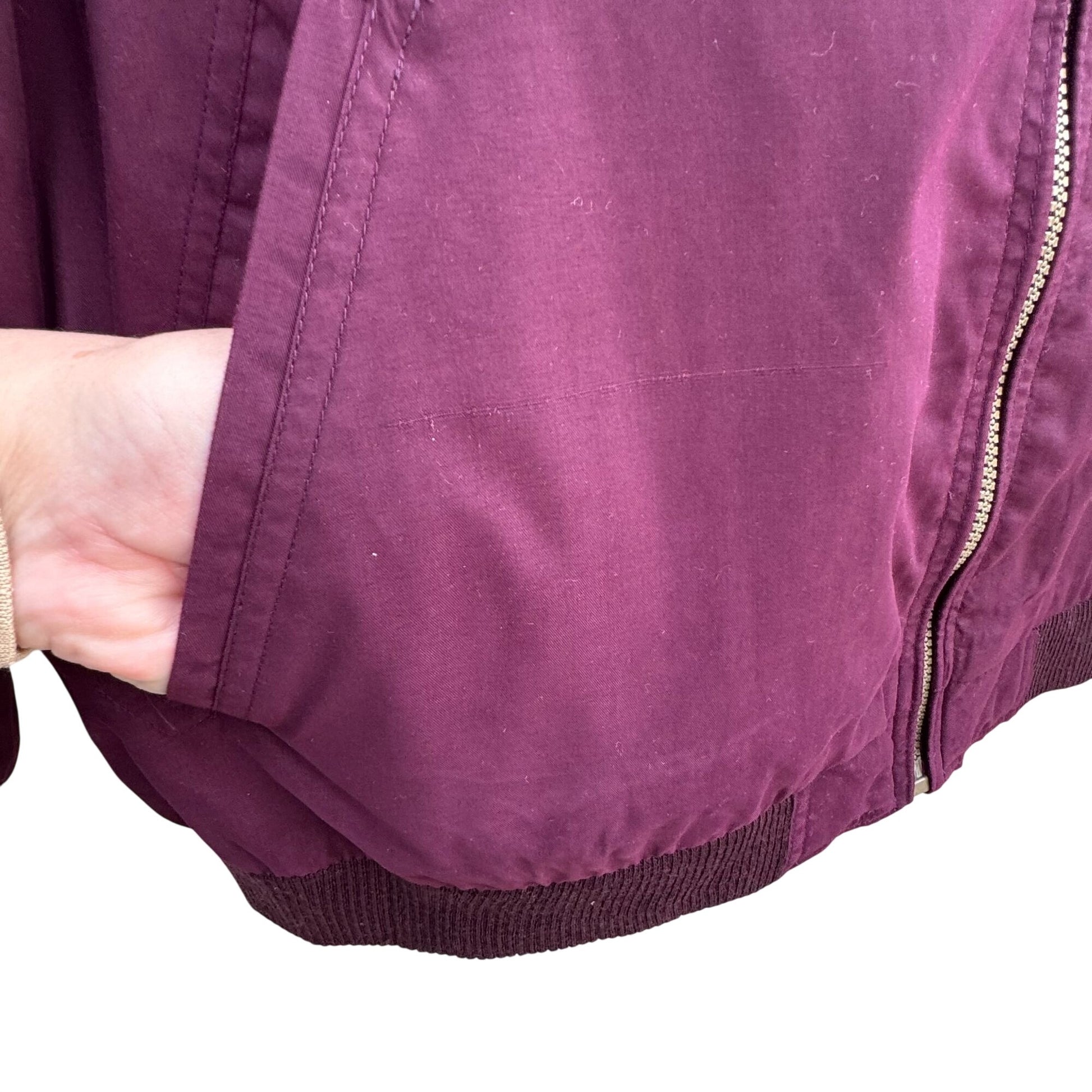 Lions Den Vintage 80s Mens Burgundy Full Zip Bomber Jacket Streetwear Athleisure