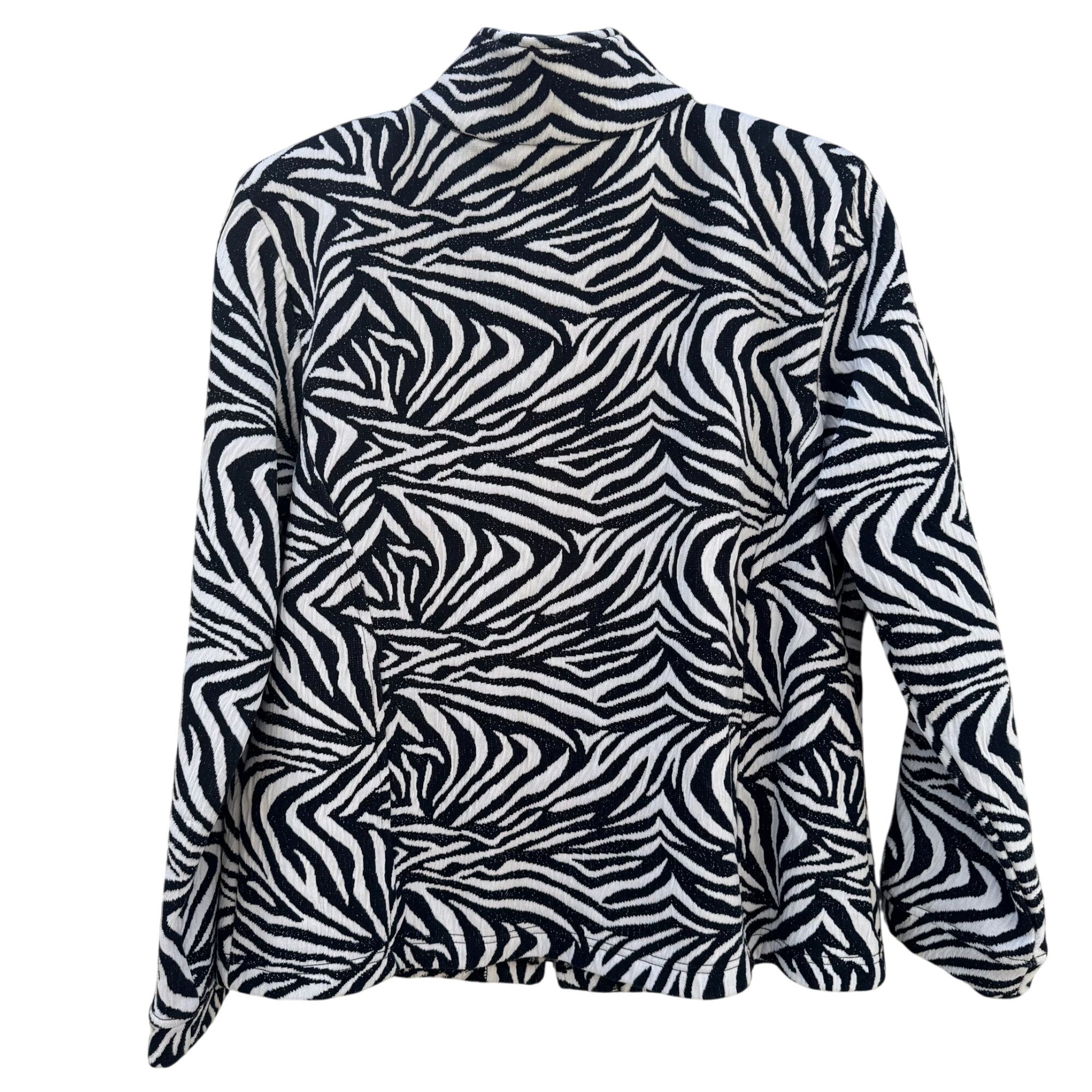 Raphael Sport Womens Zebra Print Full-Zip High Neck Casual Lightweight Jacket L