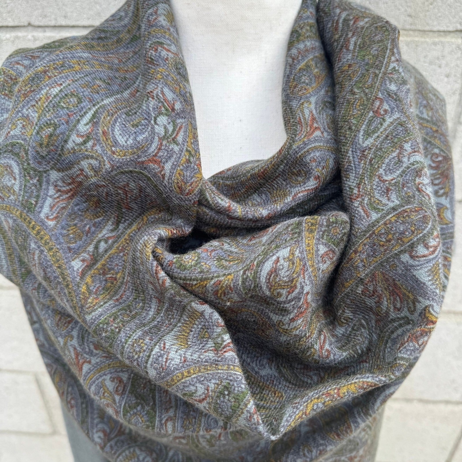 Grey Paisley Pashmina Shawl Oversized Scarf Fringe Wrap Multicolor Bohemian