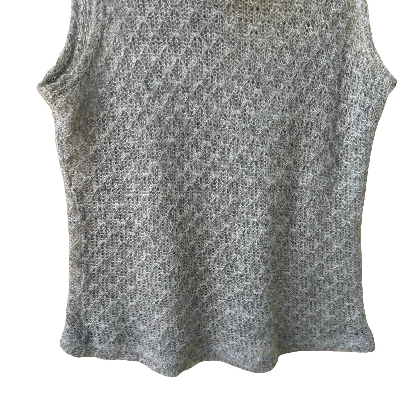 Pandora Vintage Mohair Pointelle Fairy Open Knit Sleeveless Cowl Neck Sweater S