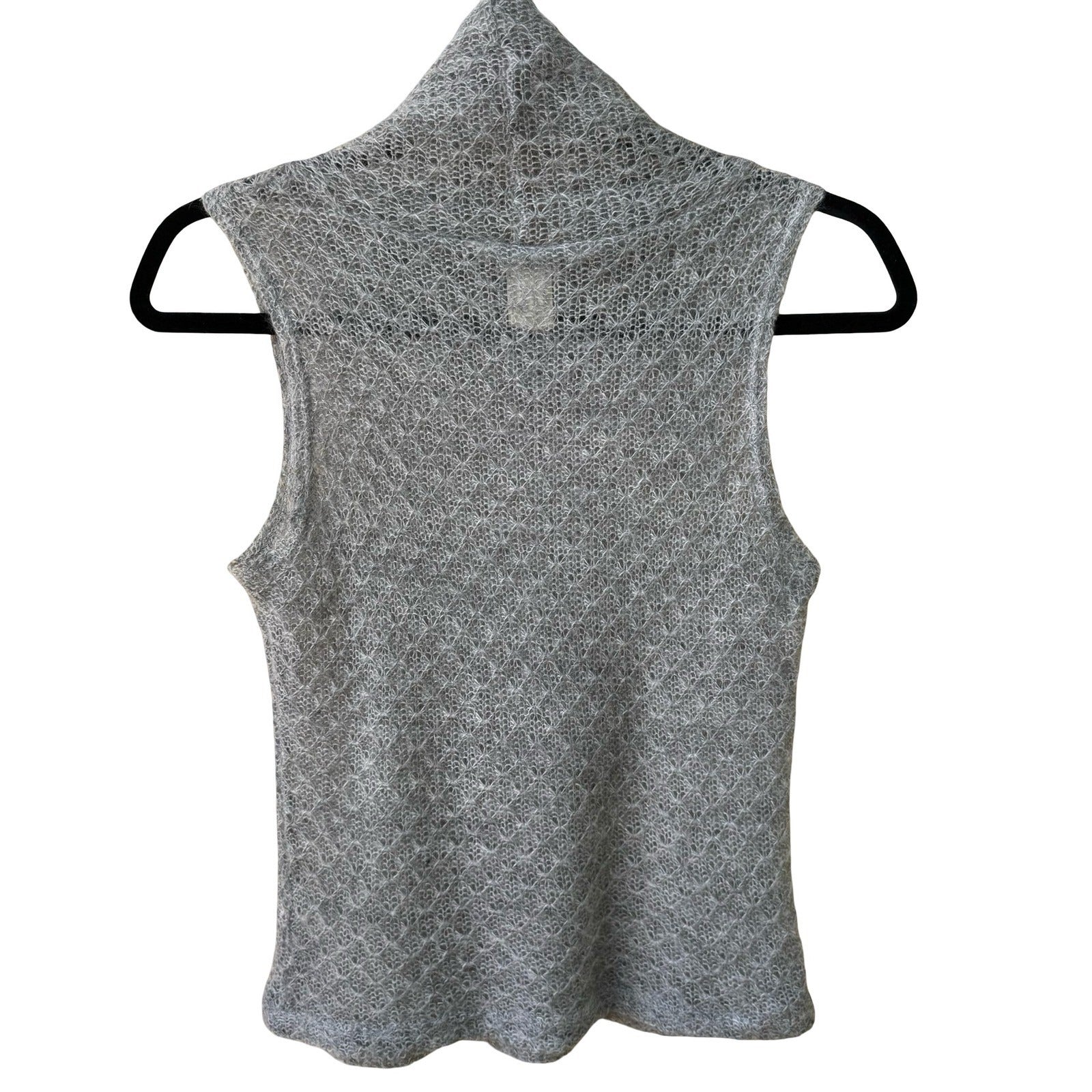 Pandora Vintage Mohair Pointelle Fairy Open Knit Sleeveless Cowl Neck Sweater S