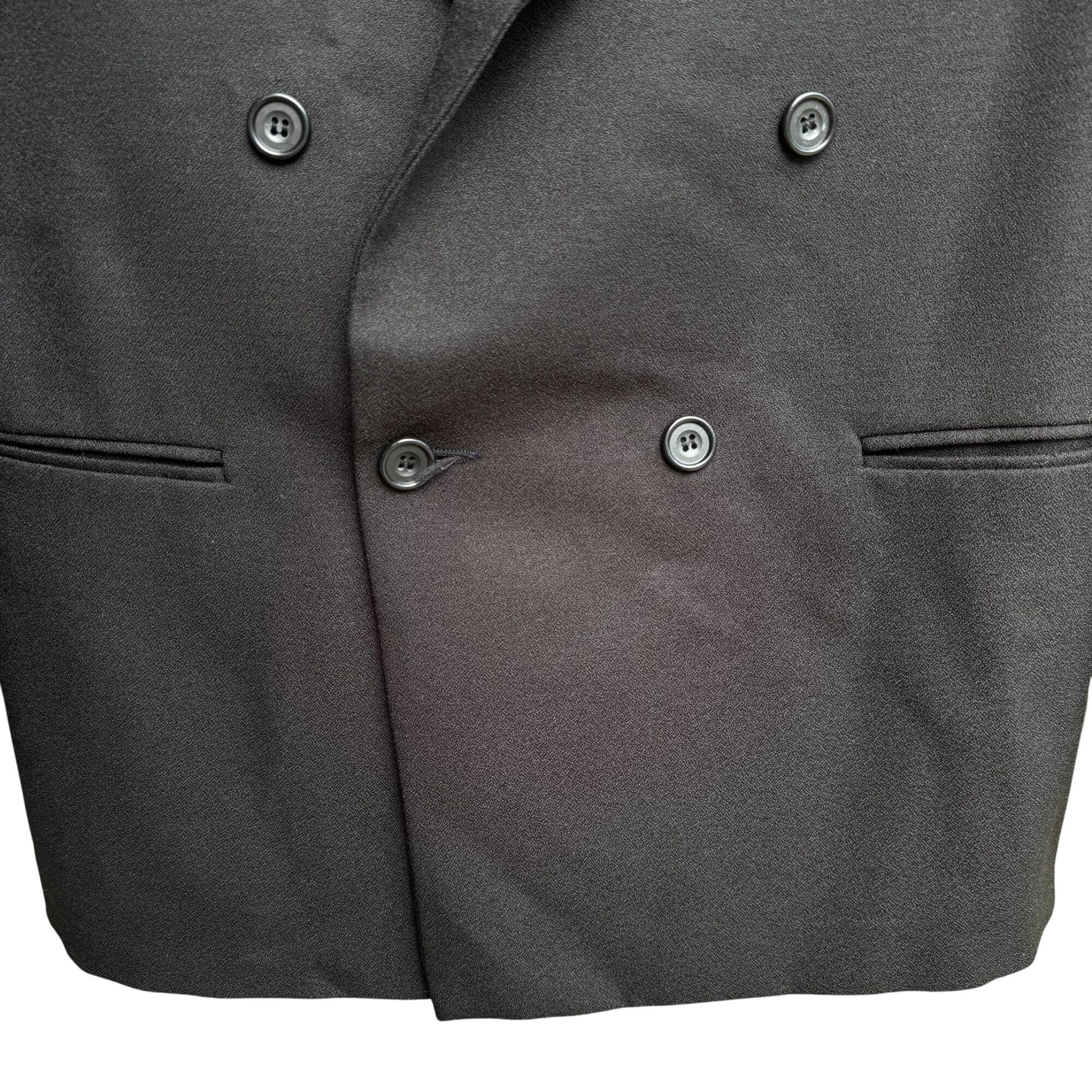 Womens Classic Preppy Black Double-Breasted Office Professional Blazer Jacket L