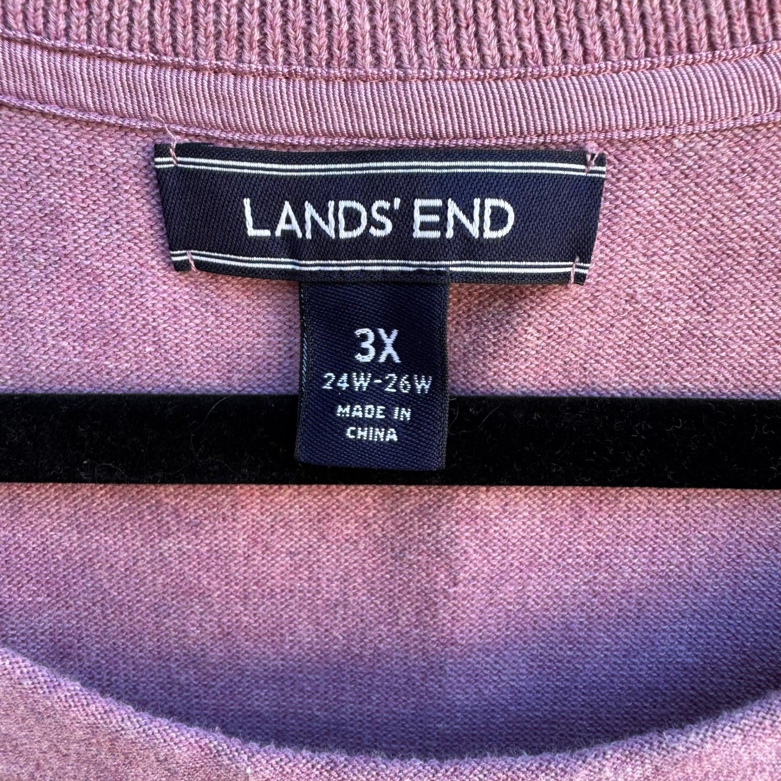 Lands End Preppy Minimalist Layering Pastel Purple Knit Short Sleeve Sweater 3X