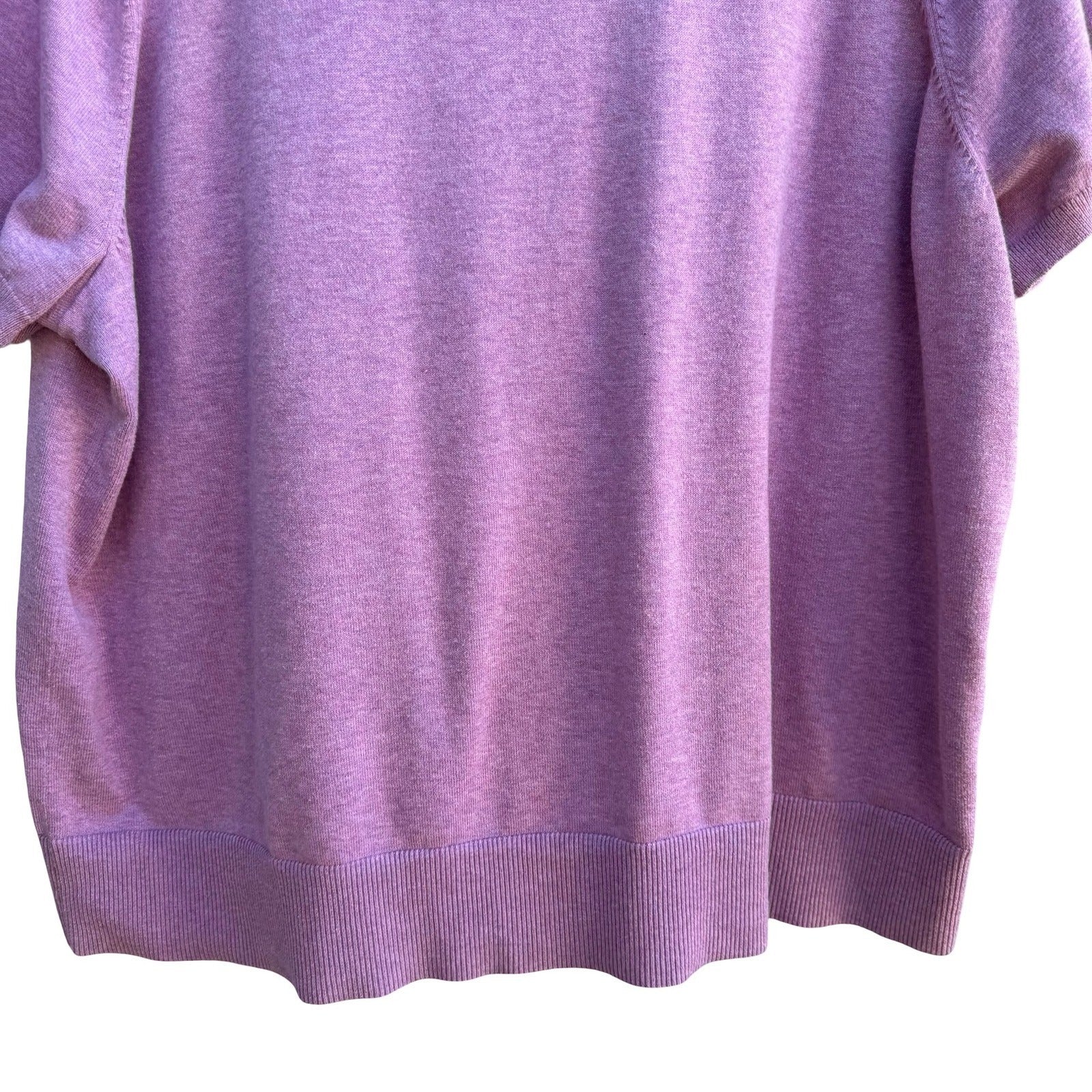 Lands End Preppy Minimalist Layering Pastel Purple Knit Short Sleeve Sweater 3X