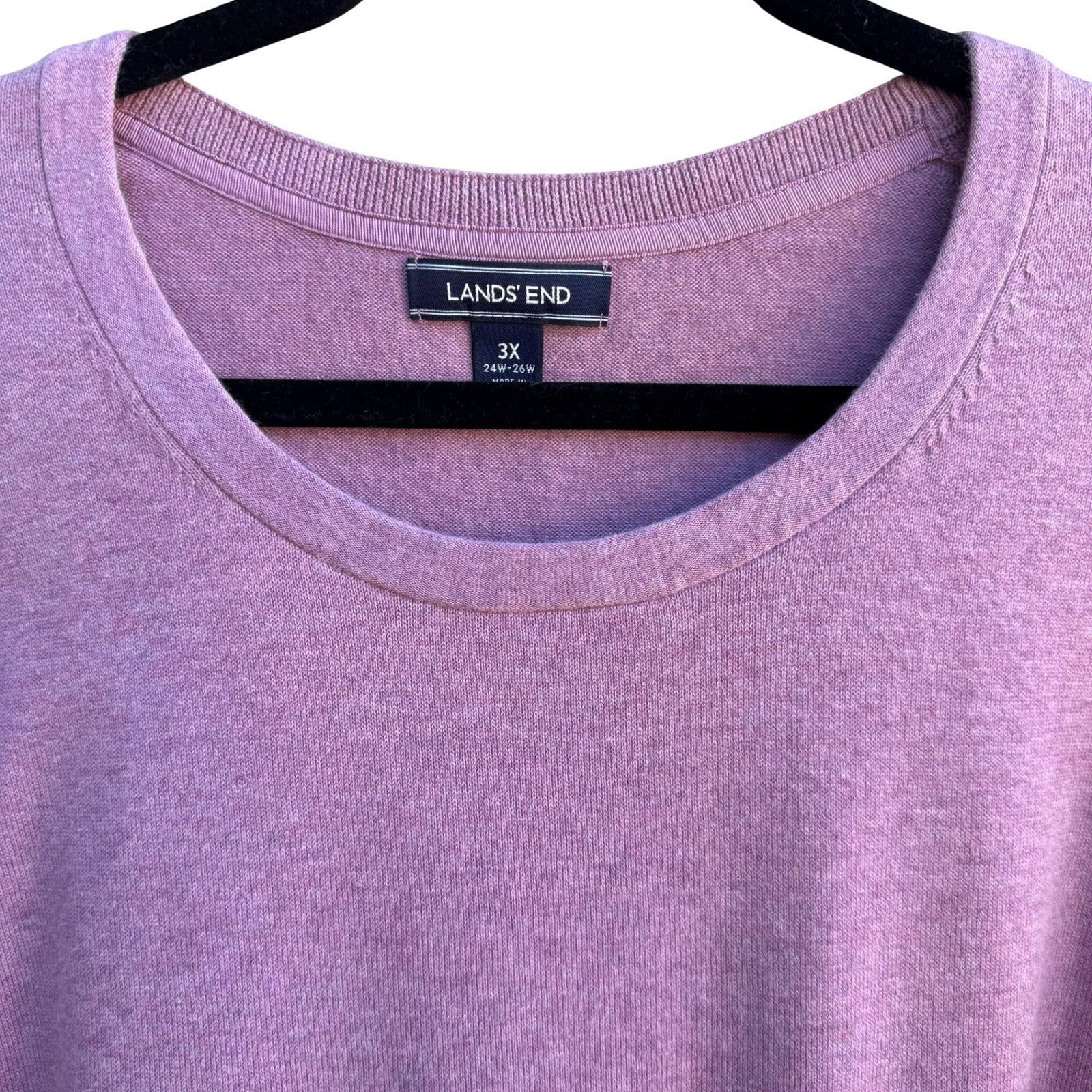 Lands End Preppy Minimalist Layering Pastel Purple Knit Short Sleeve Sweater 3X