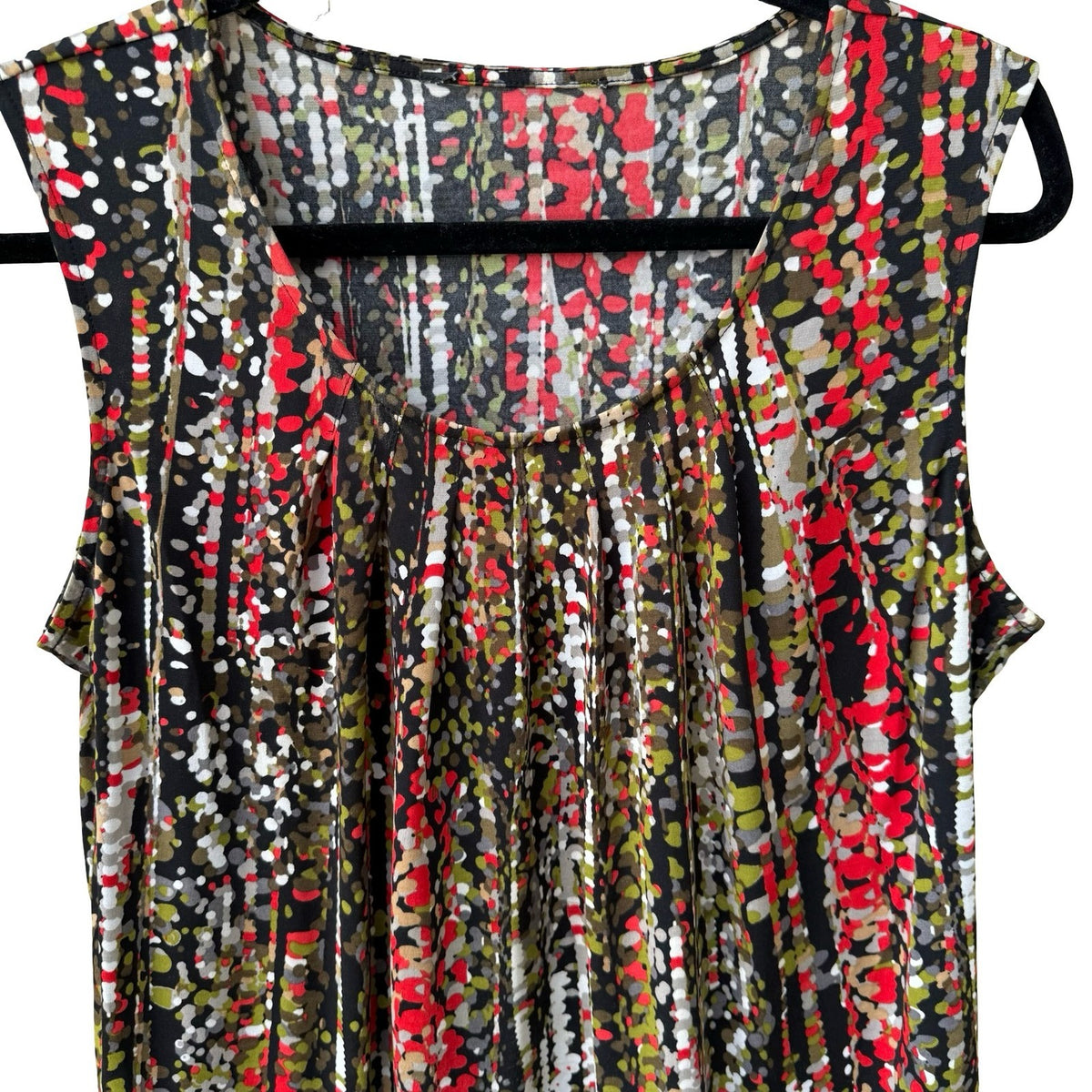 Jones New York Careerewear Layering Abstract Dot Pleated Sleeveless Blouse L