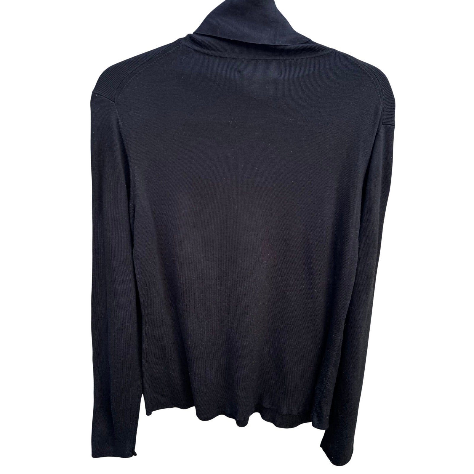 Neiman Marcus Black Silk Blend Knit Turtleneck Sweater Womens XL Long Sleeve