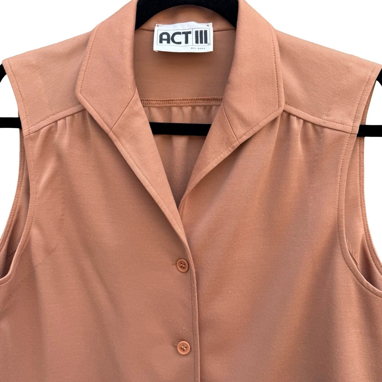 Act III Vintage Womens Terracotta Knit Vest Skirt 2 Piece Set ILGWU USA Made 70s