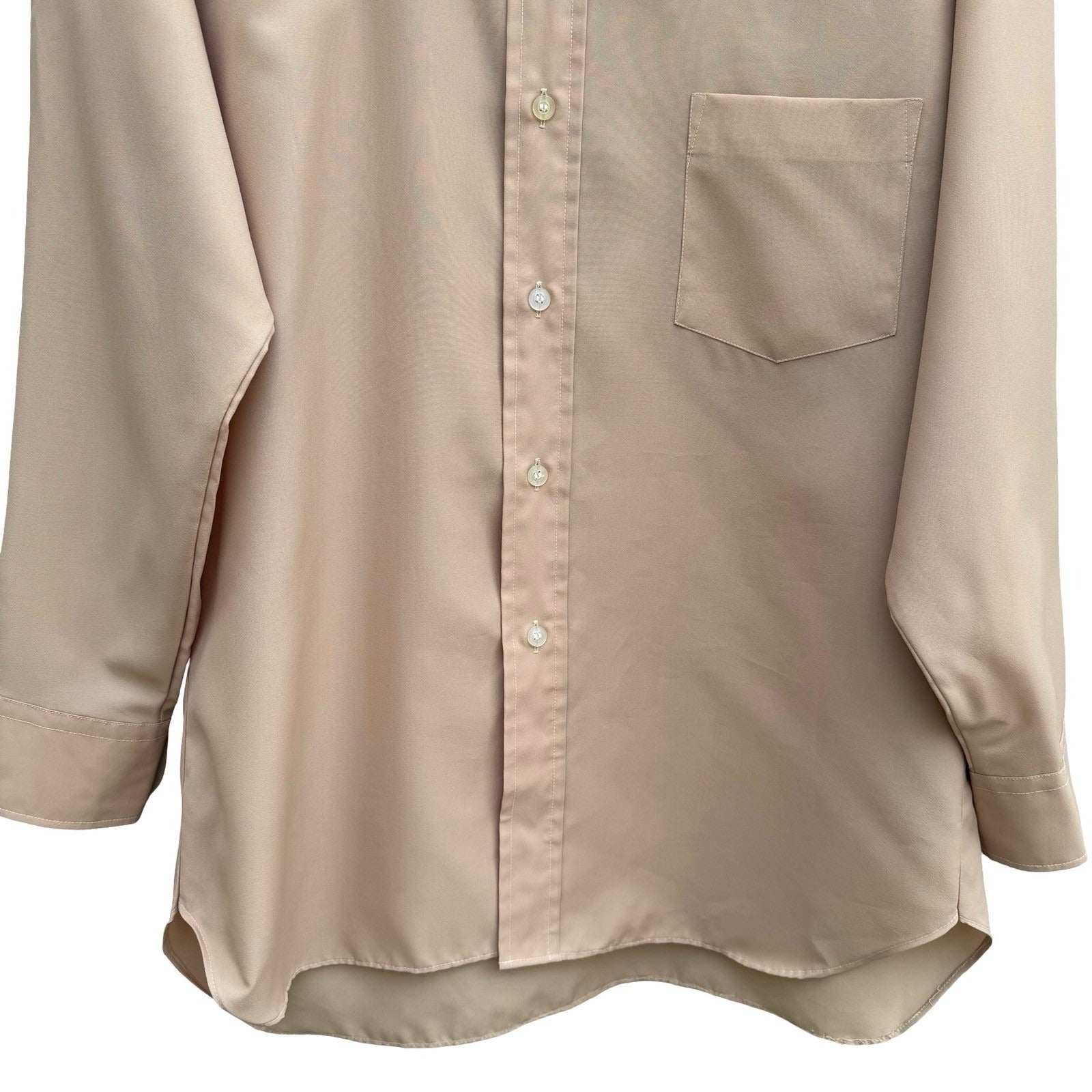 Peacock Shinsegae Korean Vintage Tan 70s Dagger Collar Retro Mod Disco Shirt M