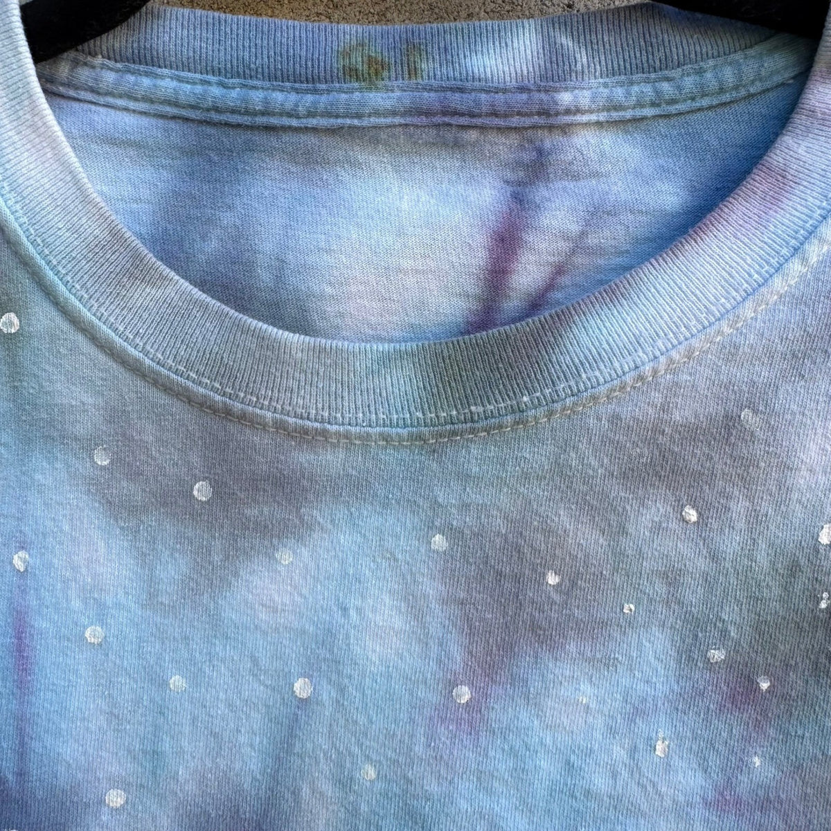 Vintage 90s Custom Tie Dye Psychedelic Hand Painted Starry Spiral T-Shirt Blue L