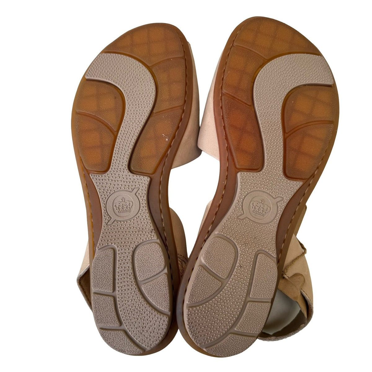 Born F18802 Handcrafted Leather Slingback Peep Toe Flat Sandals Tan 11M NEW