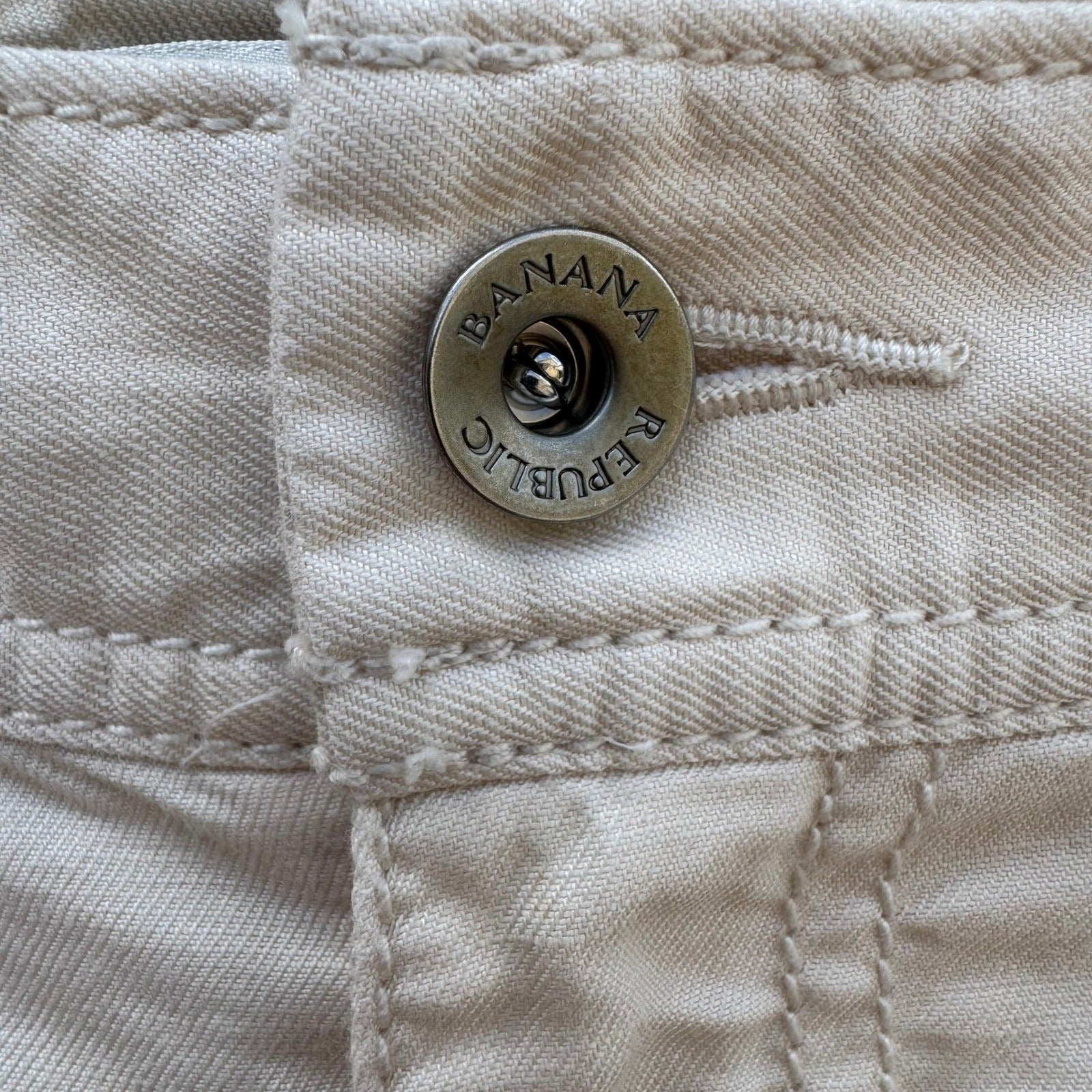 Banana Republic Womens Cream Utility Straight Leg Pants Size 14 Off-White Cotton
