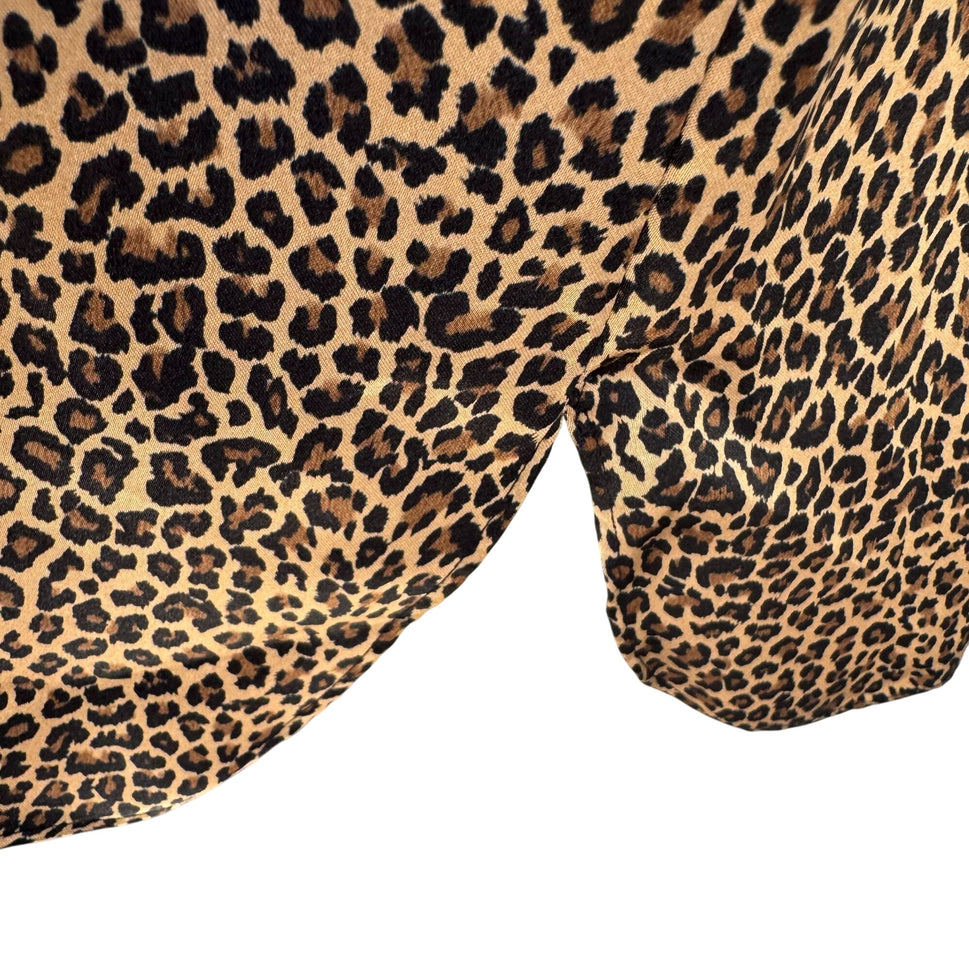 Morgan Taylor Womens M Leopard Print Button-Down Nightshirt Sleepwear Loungewear