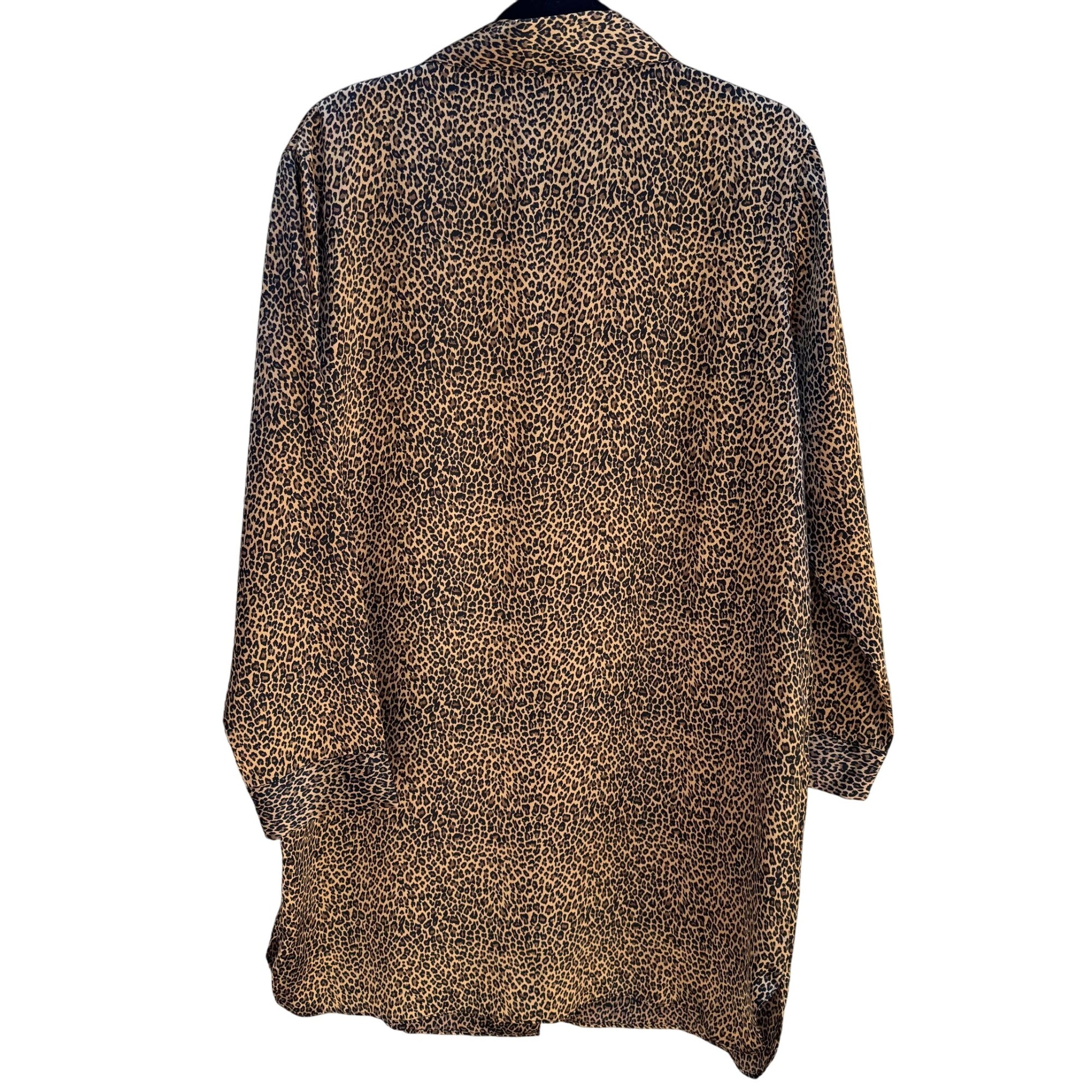 Morgan Taylor Intimates Womens Leopard Print Button-Down Nightshirt Sleepwear M