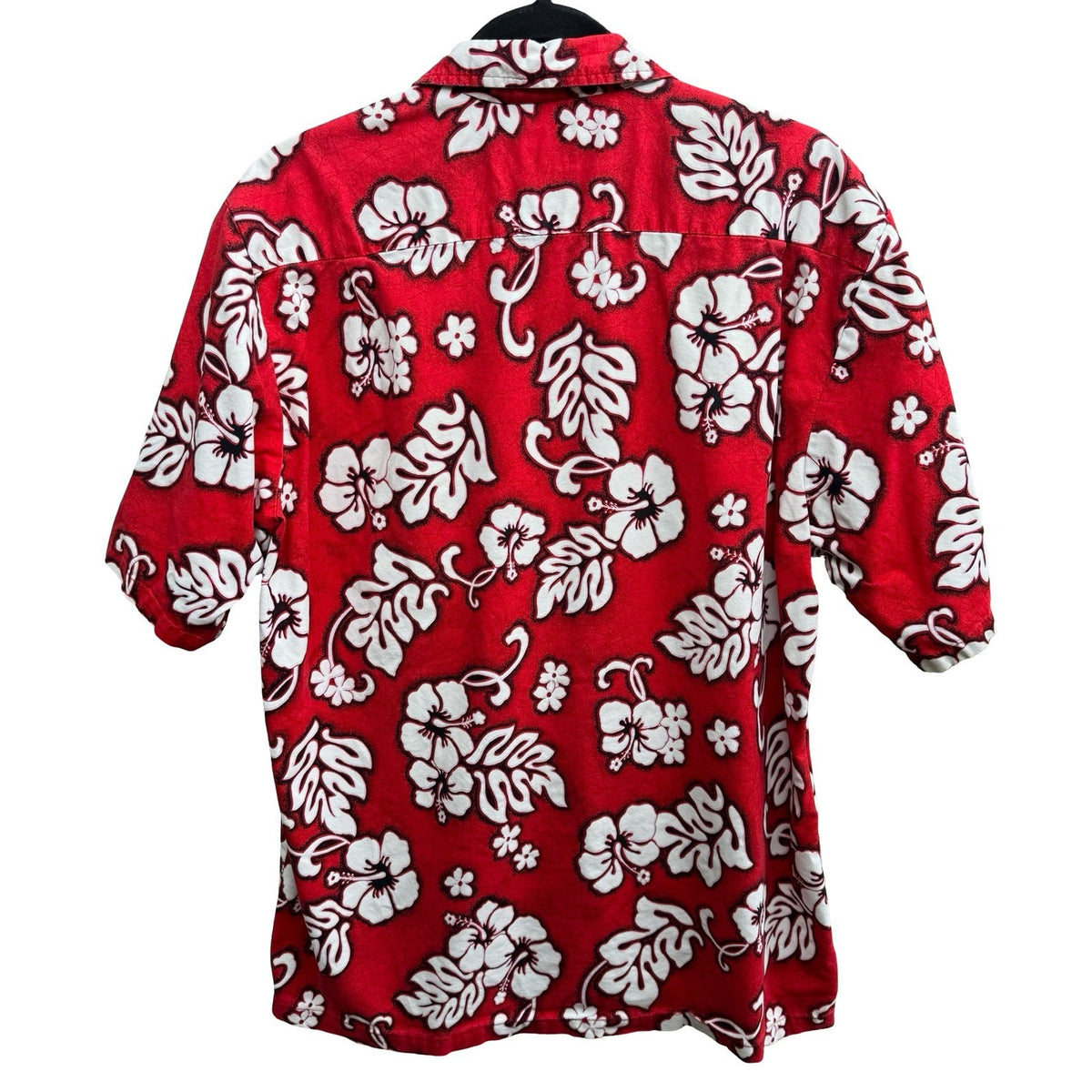 Hawaii Camp Collar Aloha Hibiscus Floral Print Hawaiian Beach Shirt Red Mens L