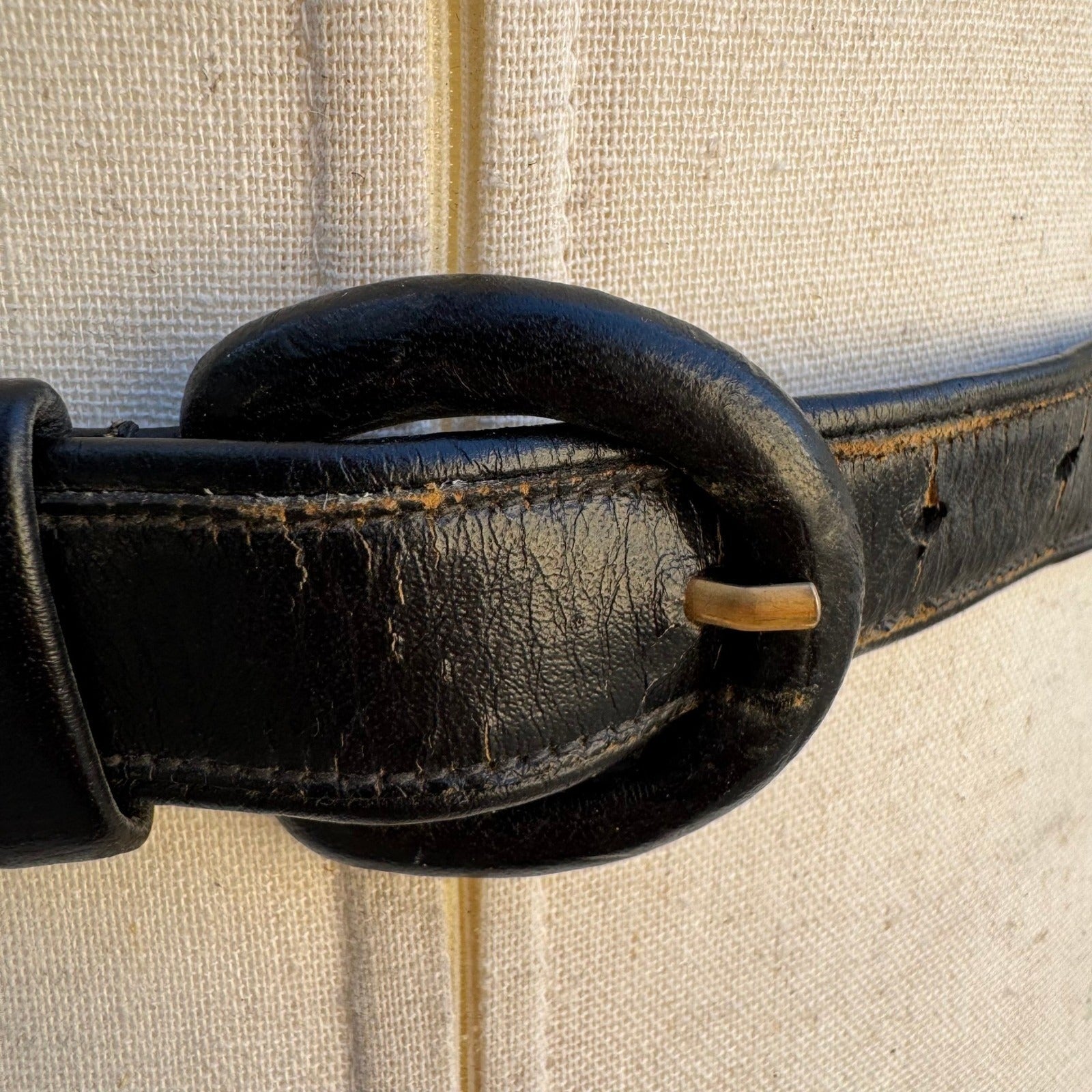 Anne Klein for Calderon Vintage Black Leather Asymmetrical Crossover Belt S 8241