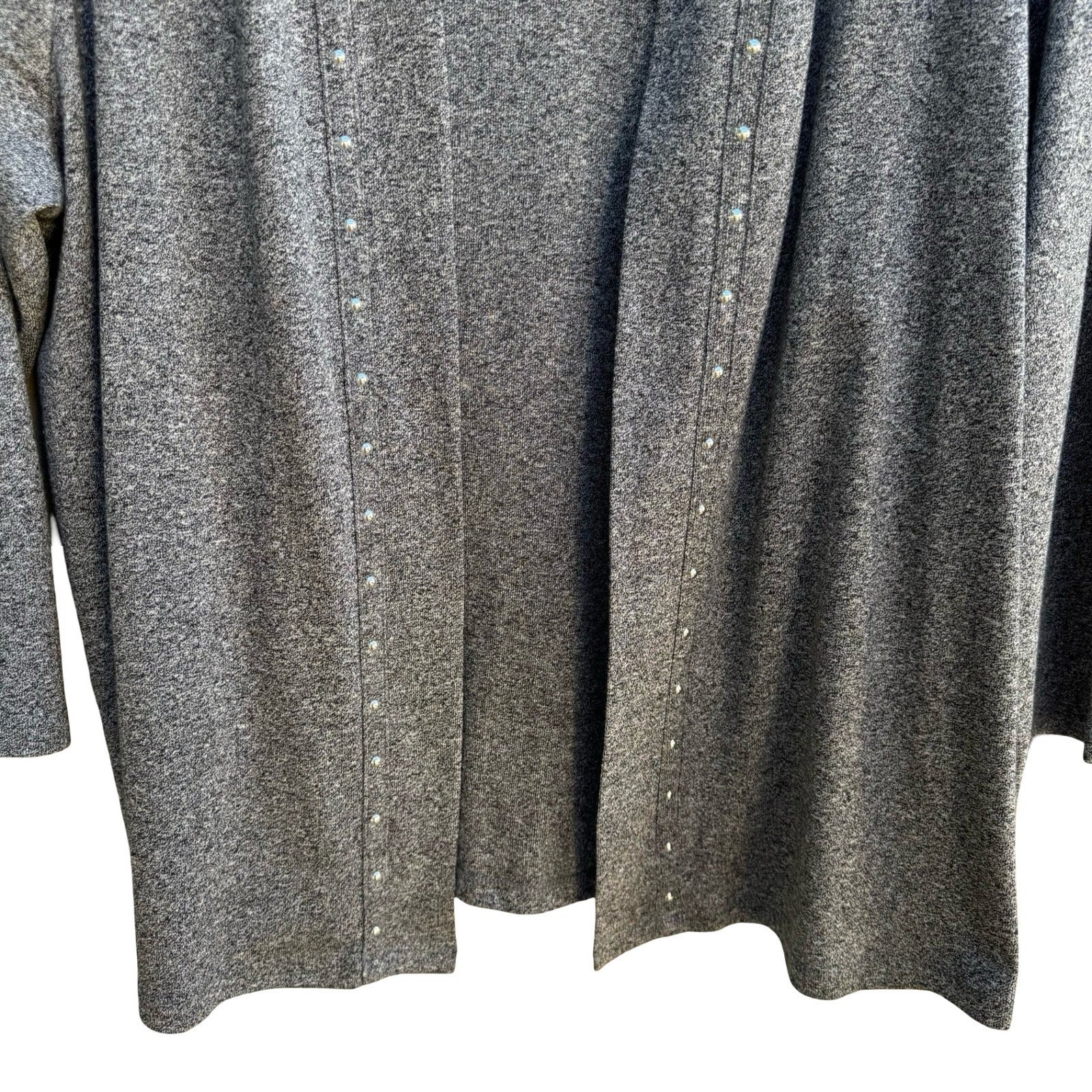 Rafaella Minimalist Layering Metallic Studded Open Front Cardigan Gray XLP NEW