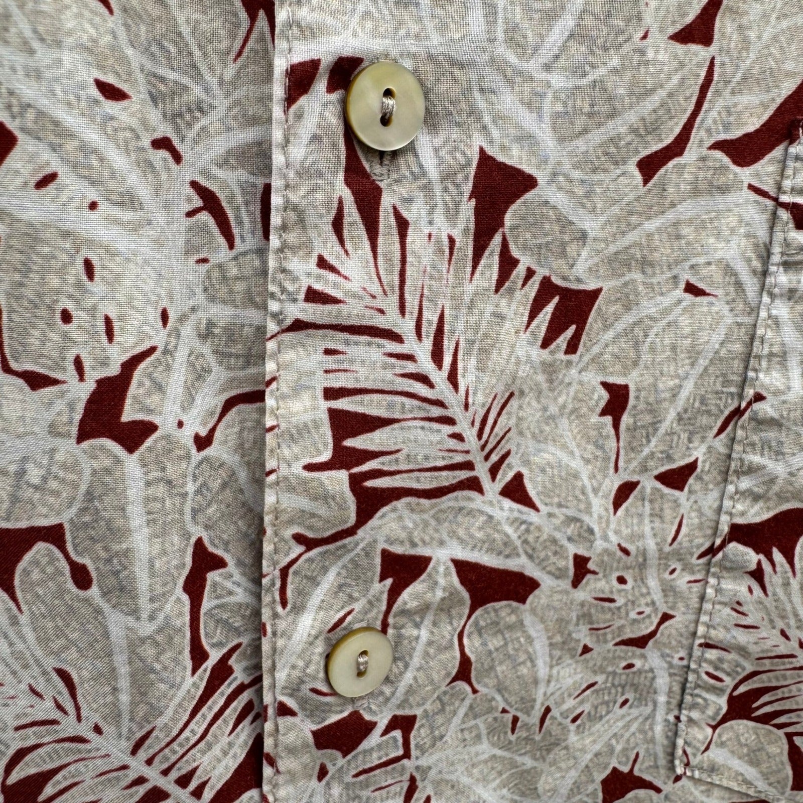 Tori Richard Honolulu Mens M Tan Tropical Leaf Cotton Lawn Hawaiian Shirt Aloha
