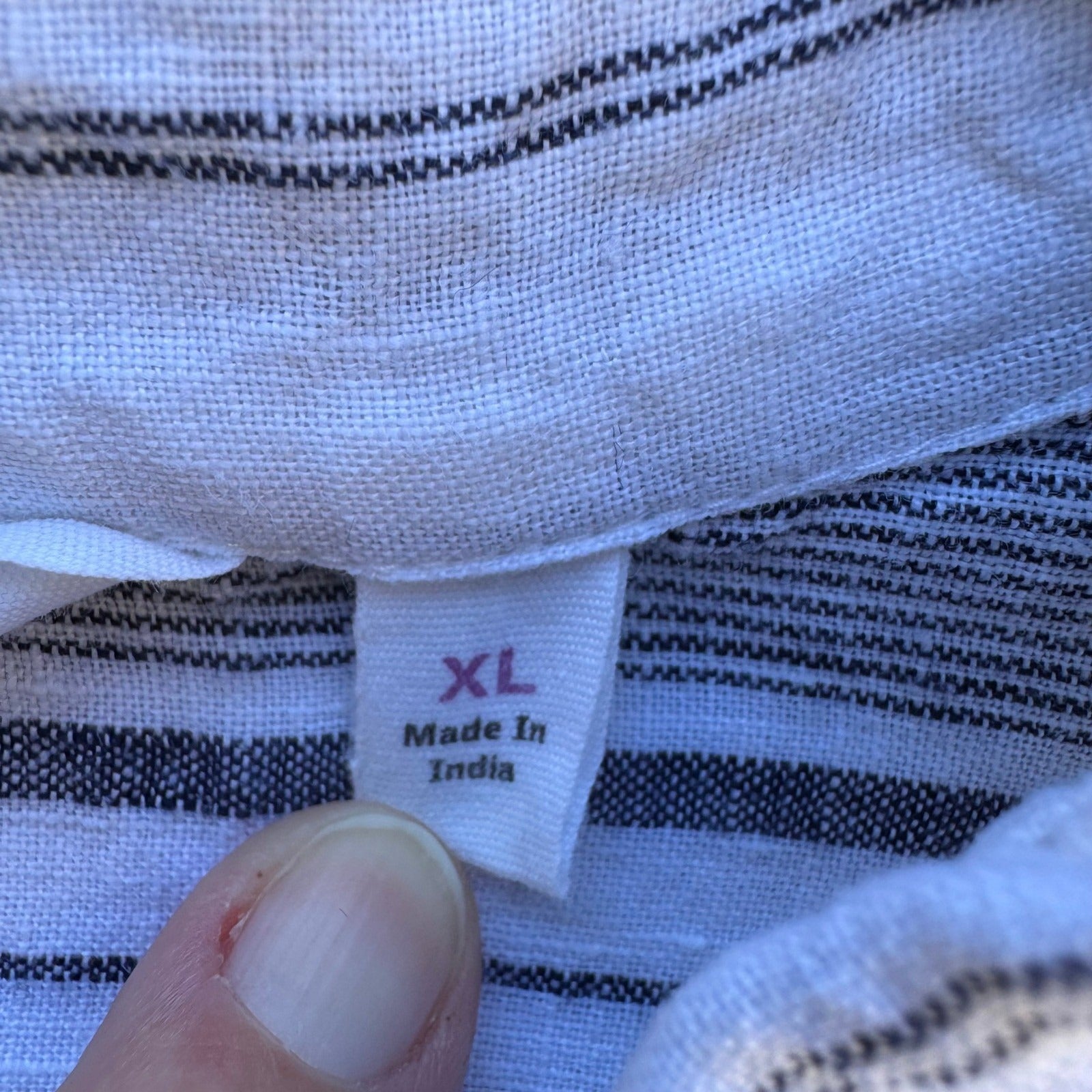 Athleta 100% Linen Coastal Minimalist Nautical Sustainable Blue Striped Shirt XL