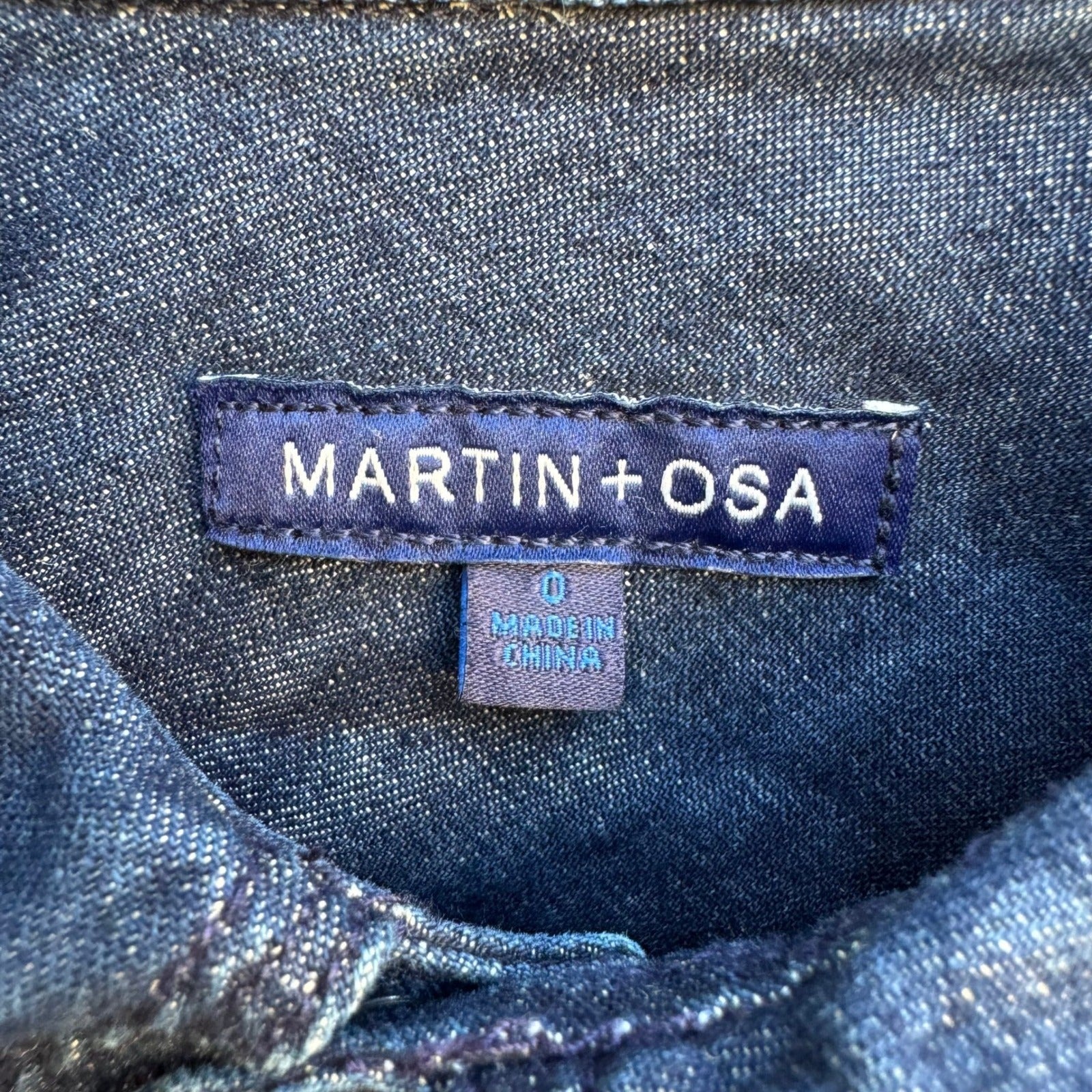 Martin+Osa Western Coastal Denim Americana Dark Wash Cotton Linen Blend Shirt 0
