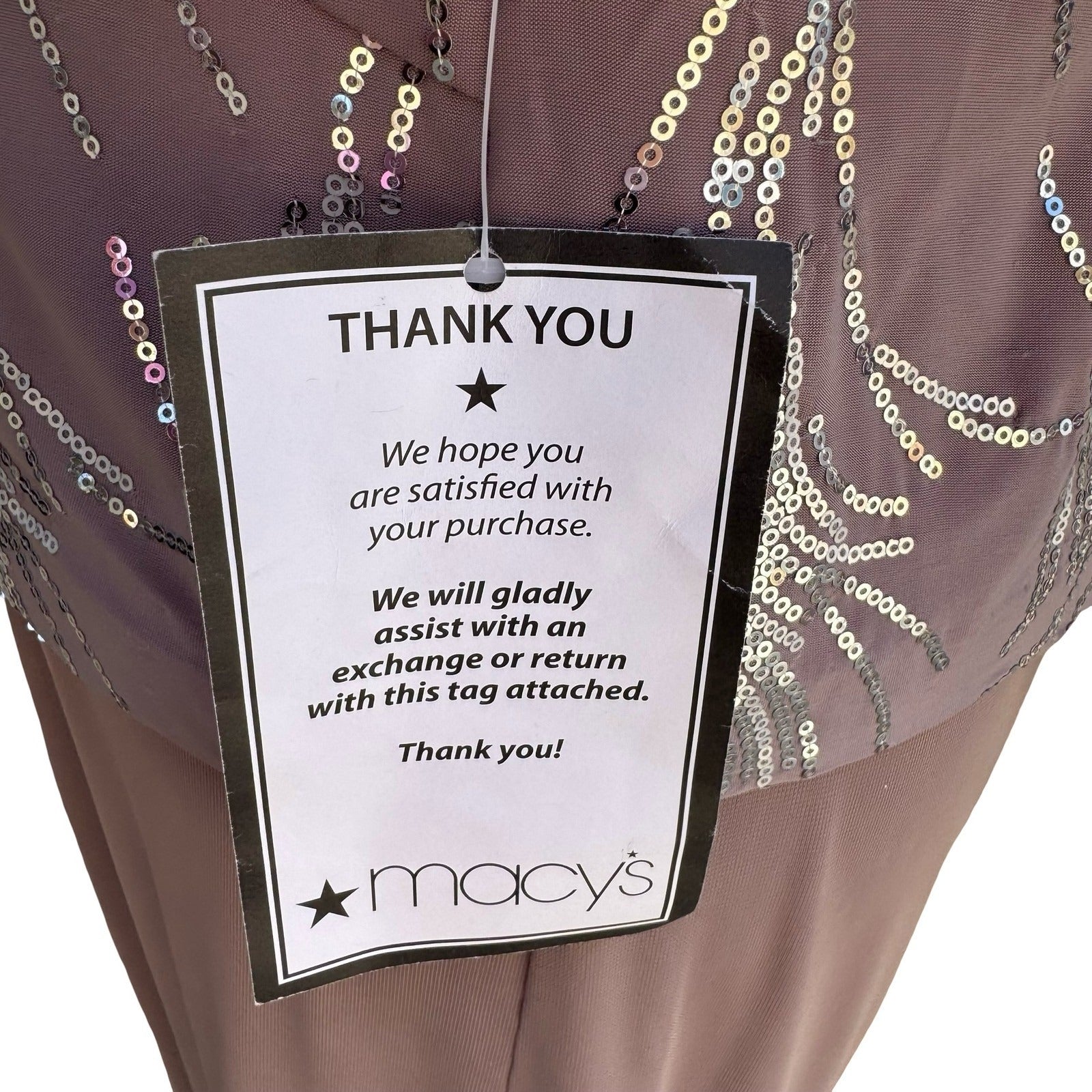 Alex Evenings Womens 6P 2PC Formal Set Taupe Silver Sequin Maxi Dress Jacket
