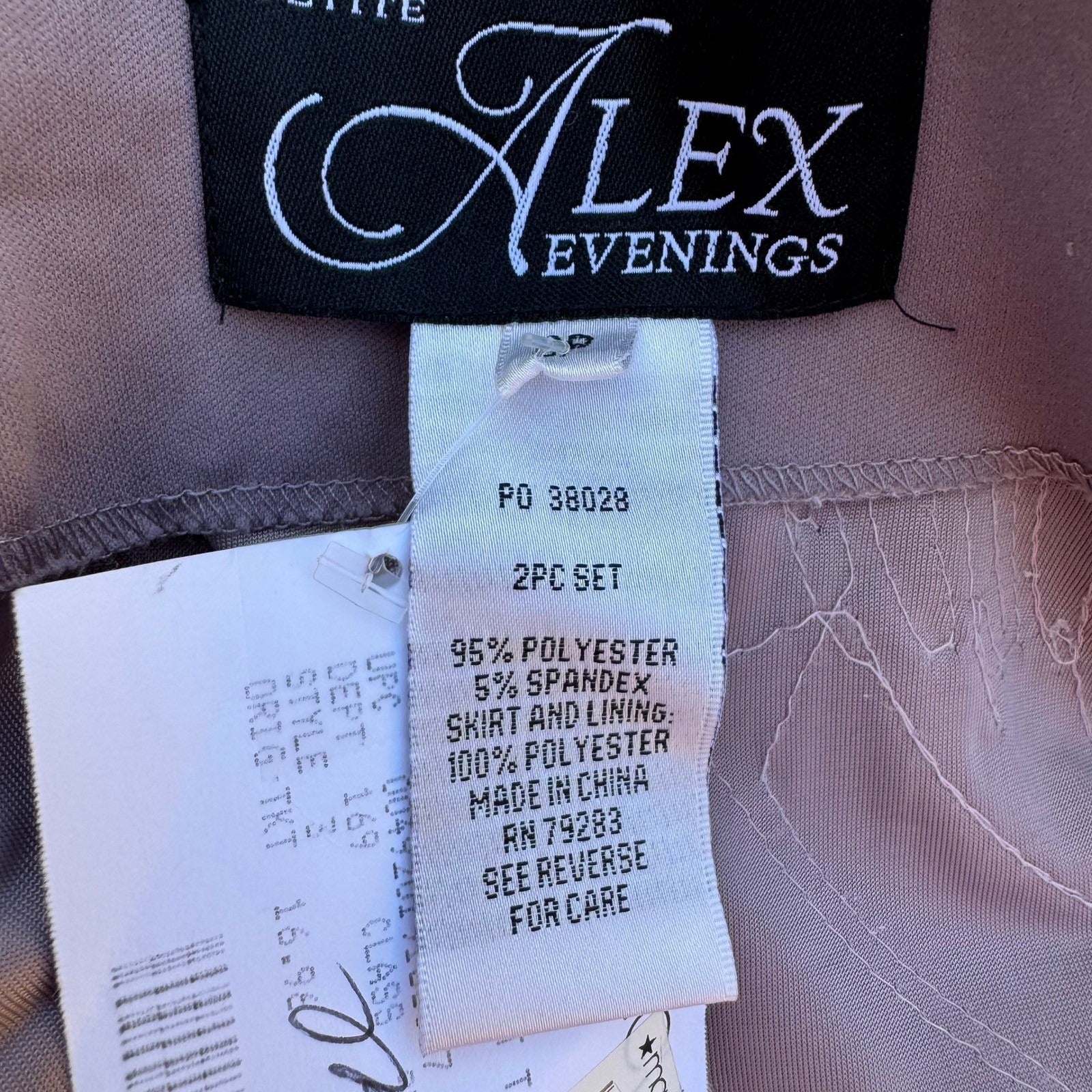 Alex Evenings Womens 6P 2PC Formal Set Taupe Silver Sequin Maxi Dress Jacket