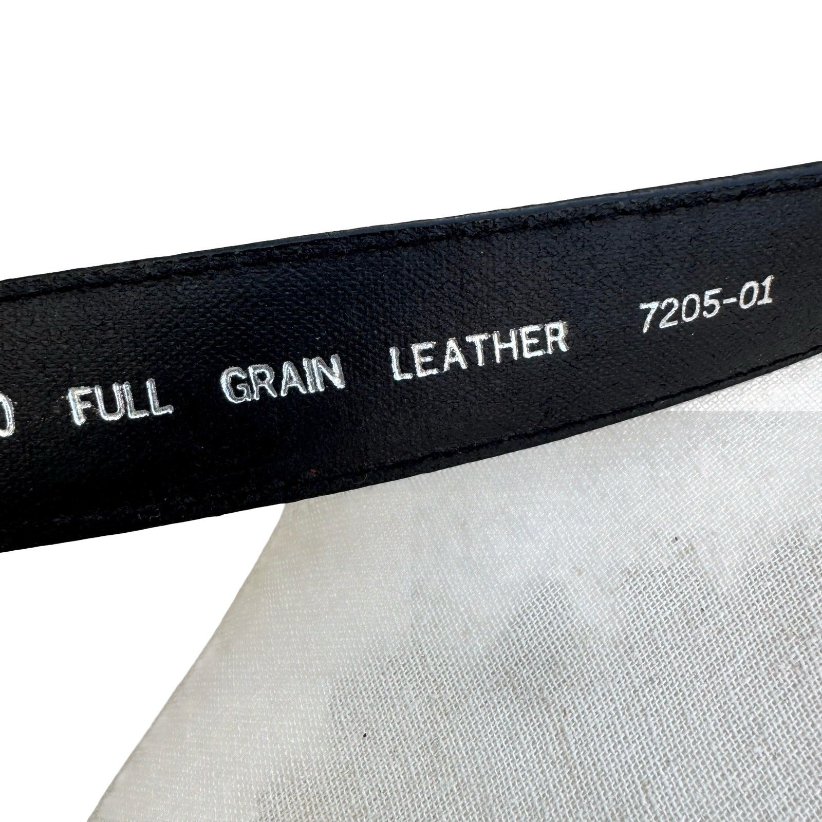 Black Full Grain Leather Twisted Detail Belt Silver Buckle Size 36 90 7205-01