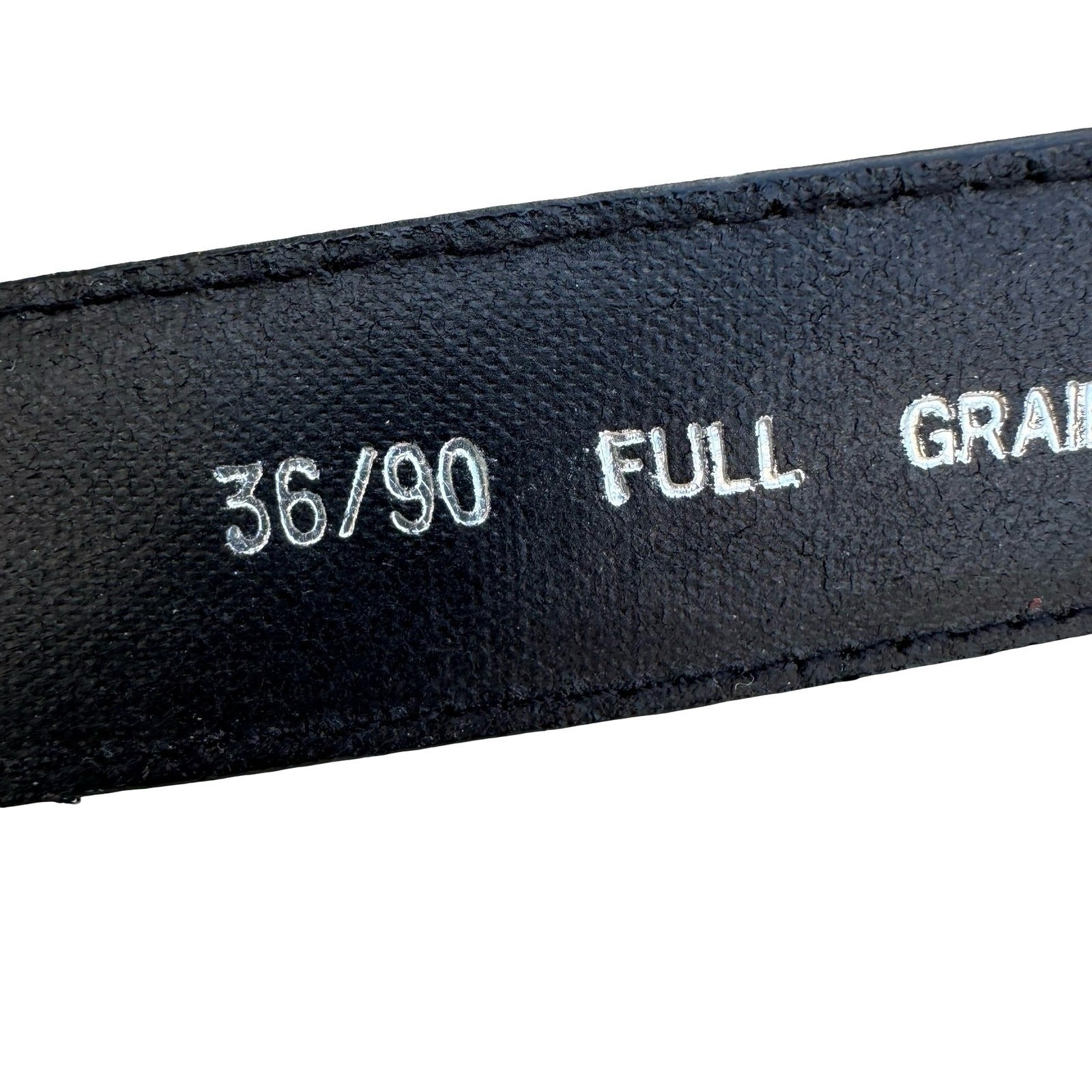 Black Full Grain Leather Twisted Detail Belt Silver Buckle Size 36 90 7205-01