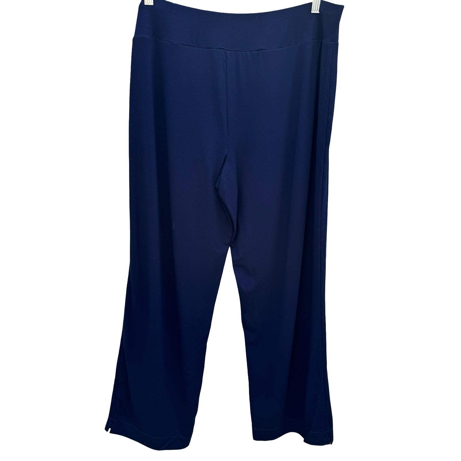 Simonton Says Navy Wide Leg Knit Pull On Palazzo Pant L Minimalist Flowy Office