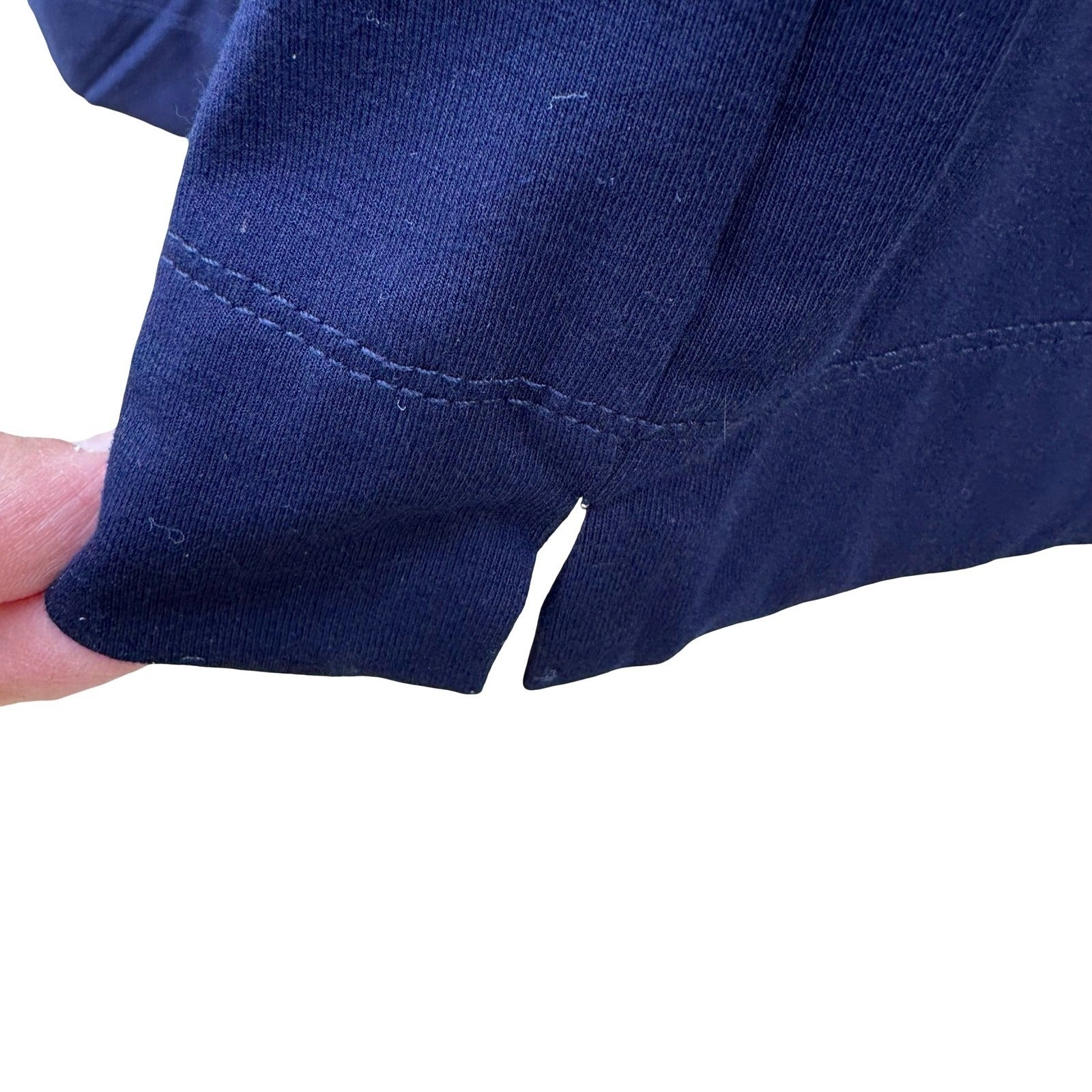 Simonton Says Navy Wide Leg Knit Pull On Palazzo Pant L Minimalist Flowy Office