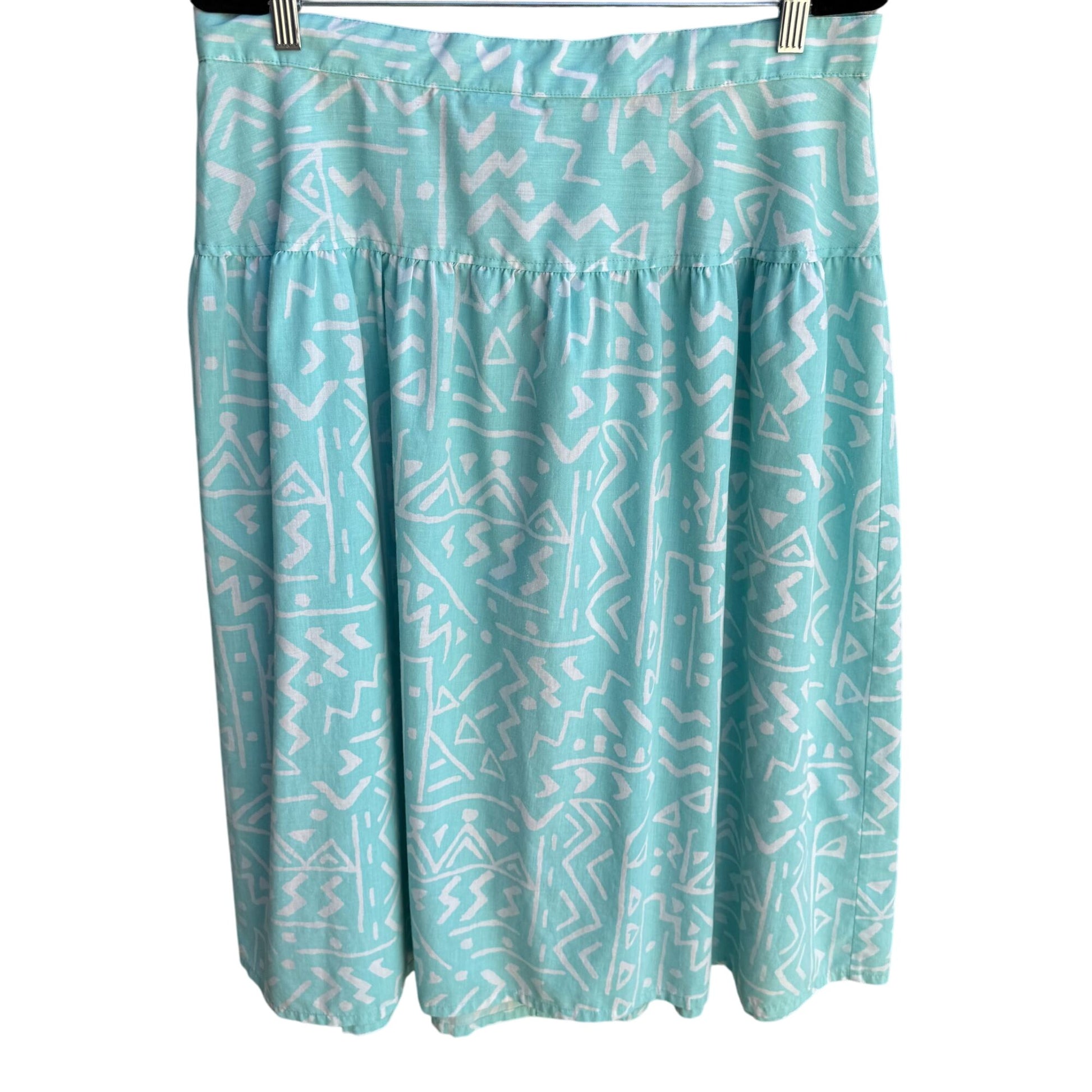 Richard Simmons Signatures Vintage Turquoise Button-Front Drop Waist Skirt 38