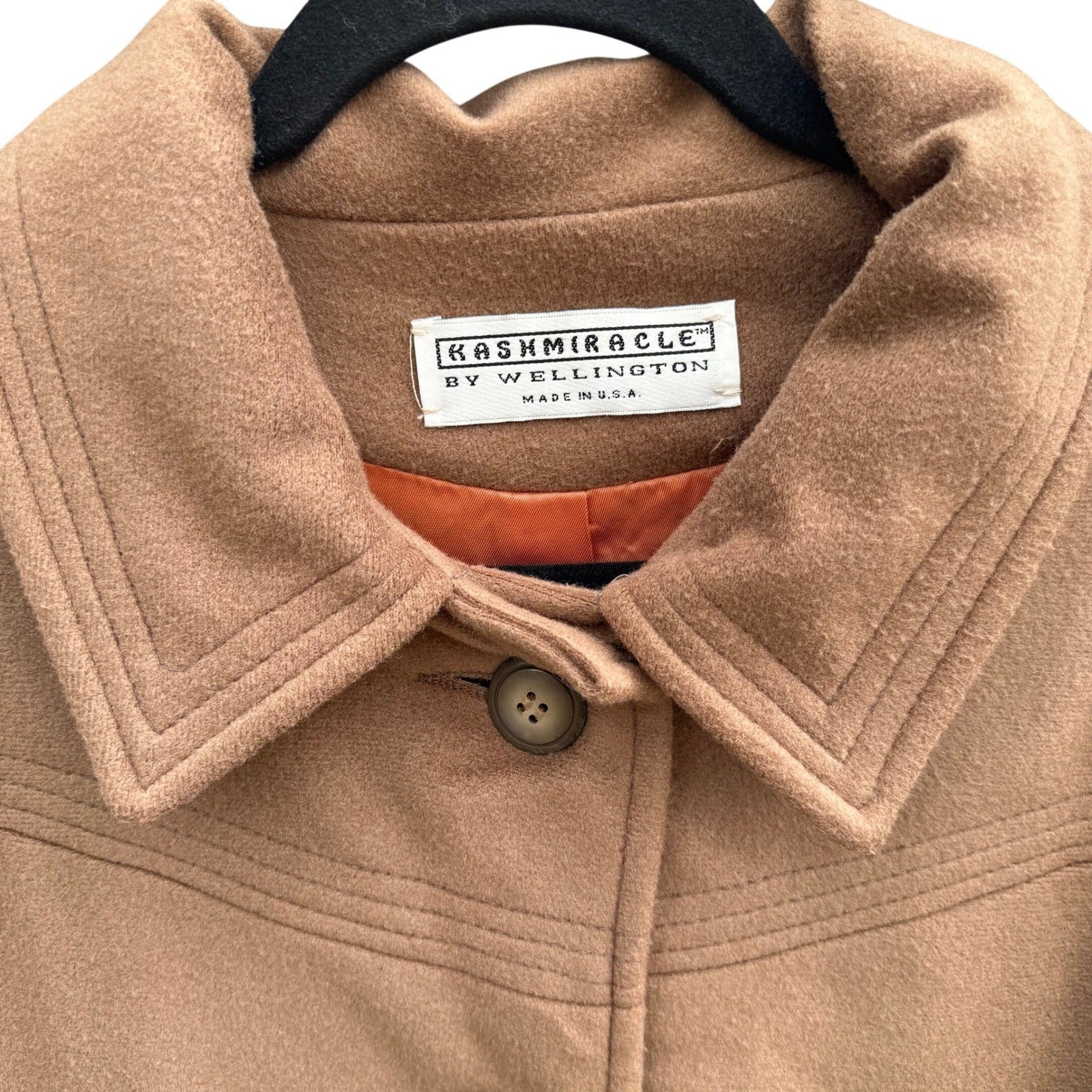 Kashmiracle Wellington Fashions Vintage Coat Womens Camel Brown Button Front L