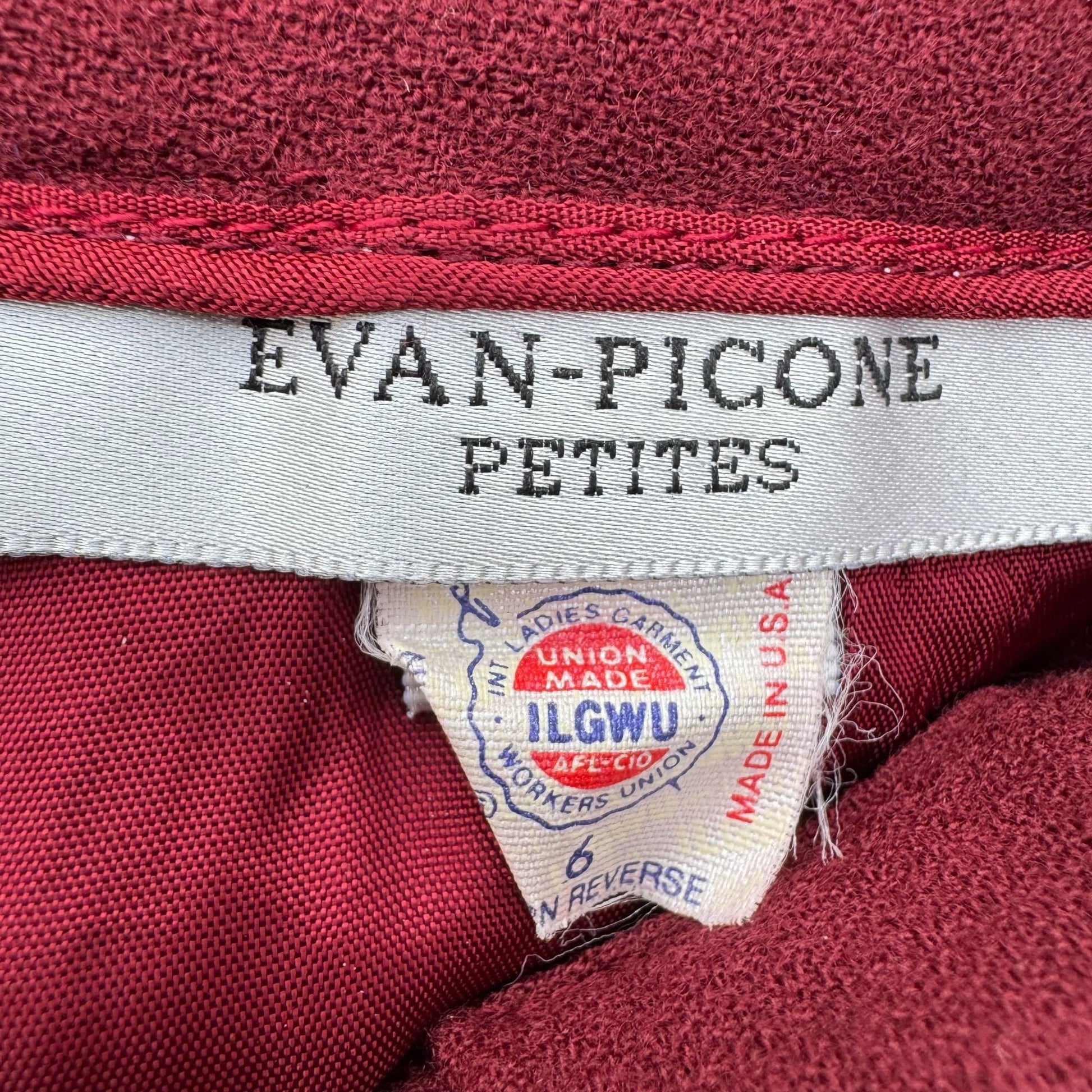 Evan-Picone Vintage Womens 6 Burgundy Wool Double Breasted Blazer Pleated Skirt