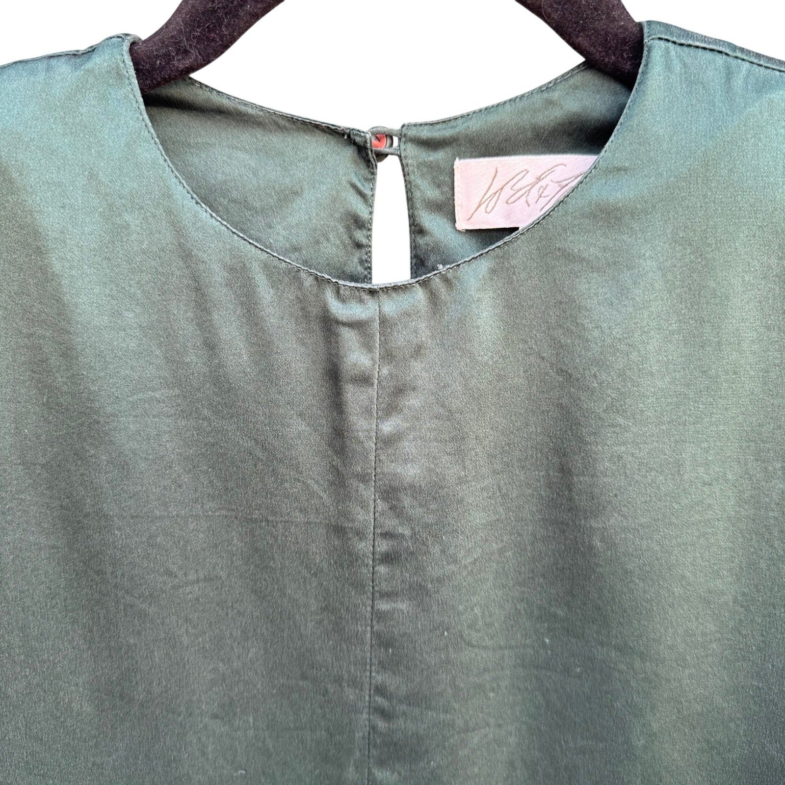 Lord & Taylor Emerald Green 100% Silk Blouse Long Sleeve Shoulder Pads Vintage