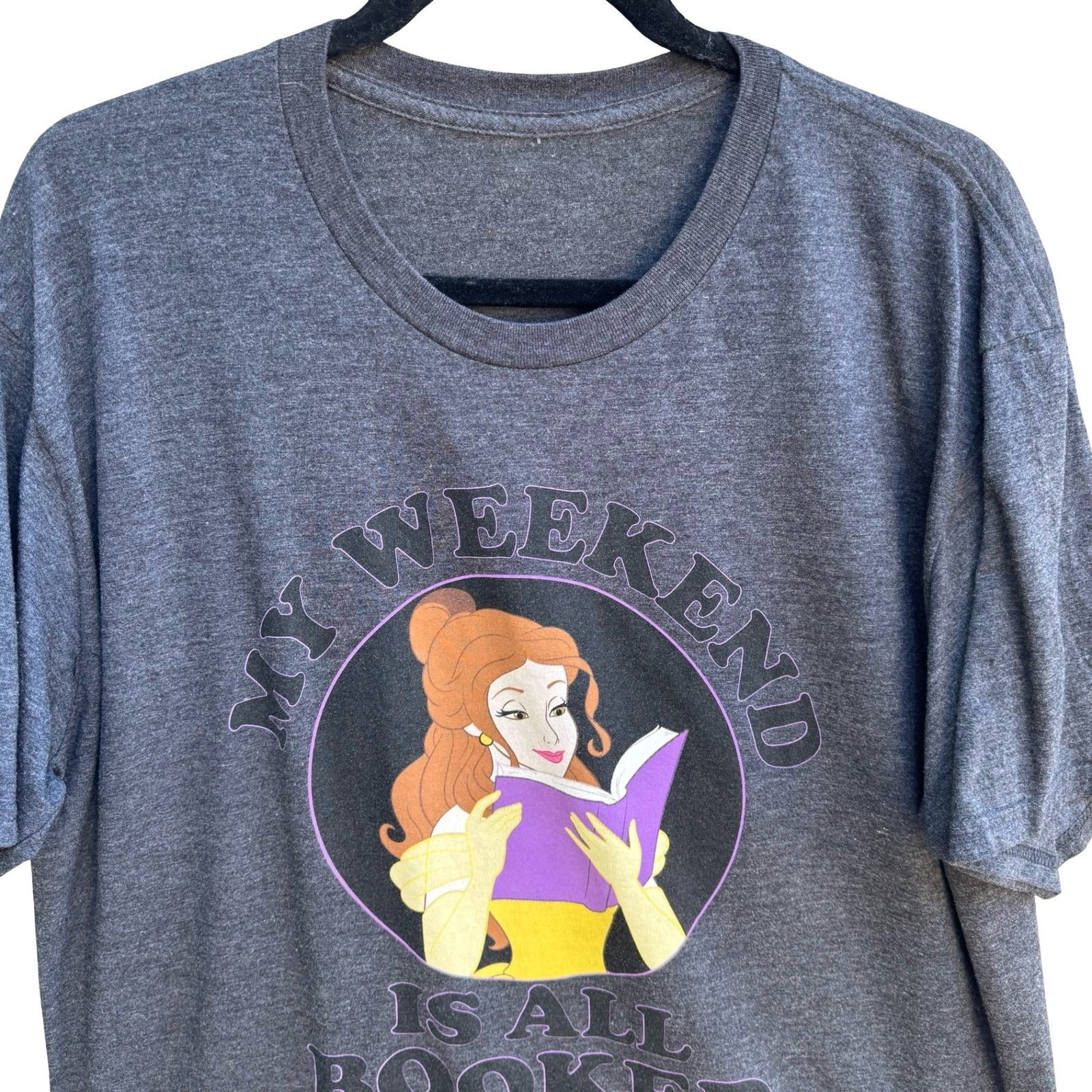 Disney Belle Beauty and the Beast My Weekend Is All Booked Graphic Tee Gray XL