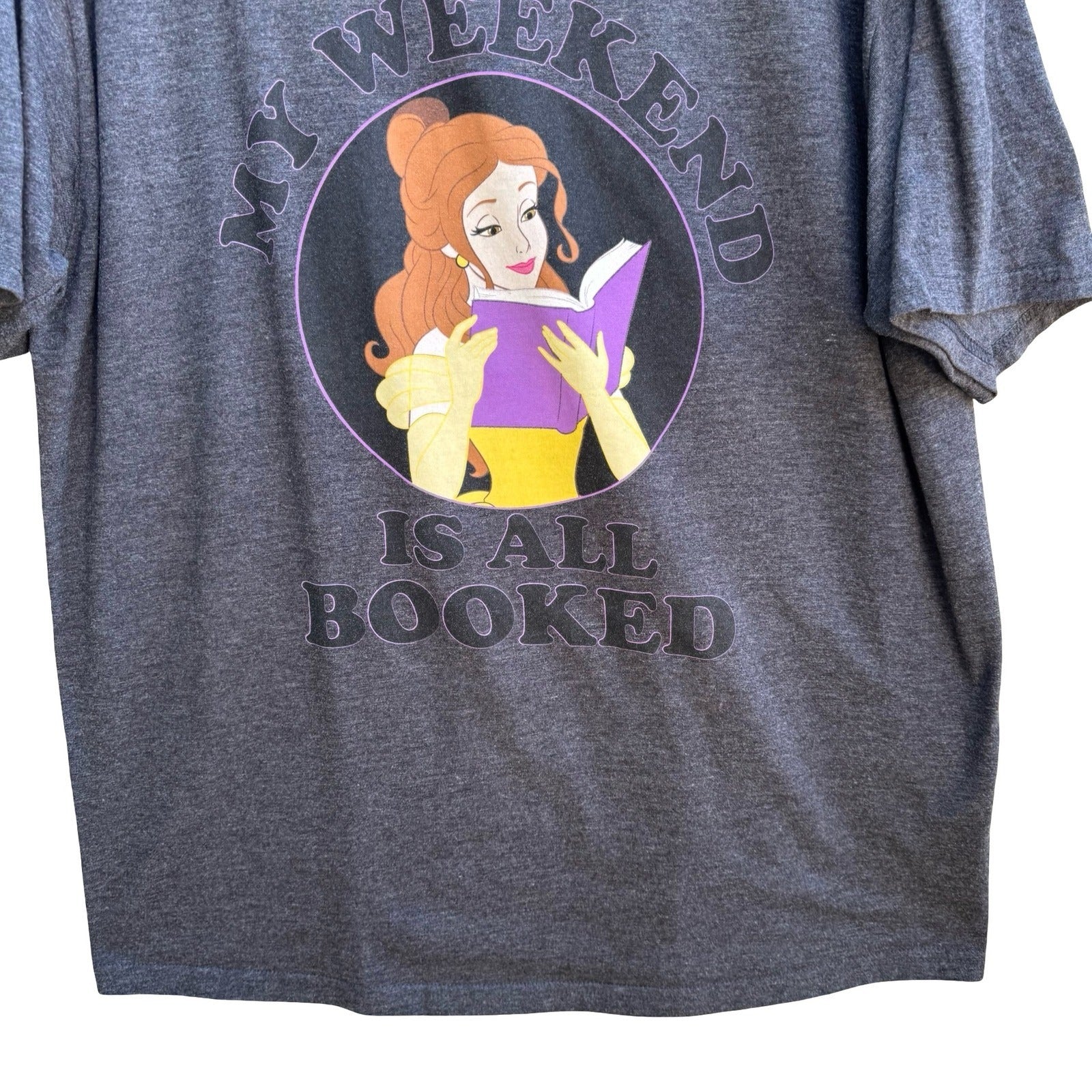 Disney Belle Beauty and the Beast My Weekend Is All Booked Graphic Tee Gray XL