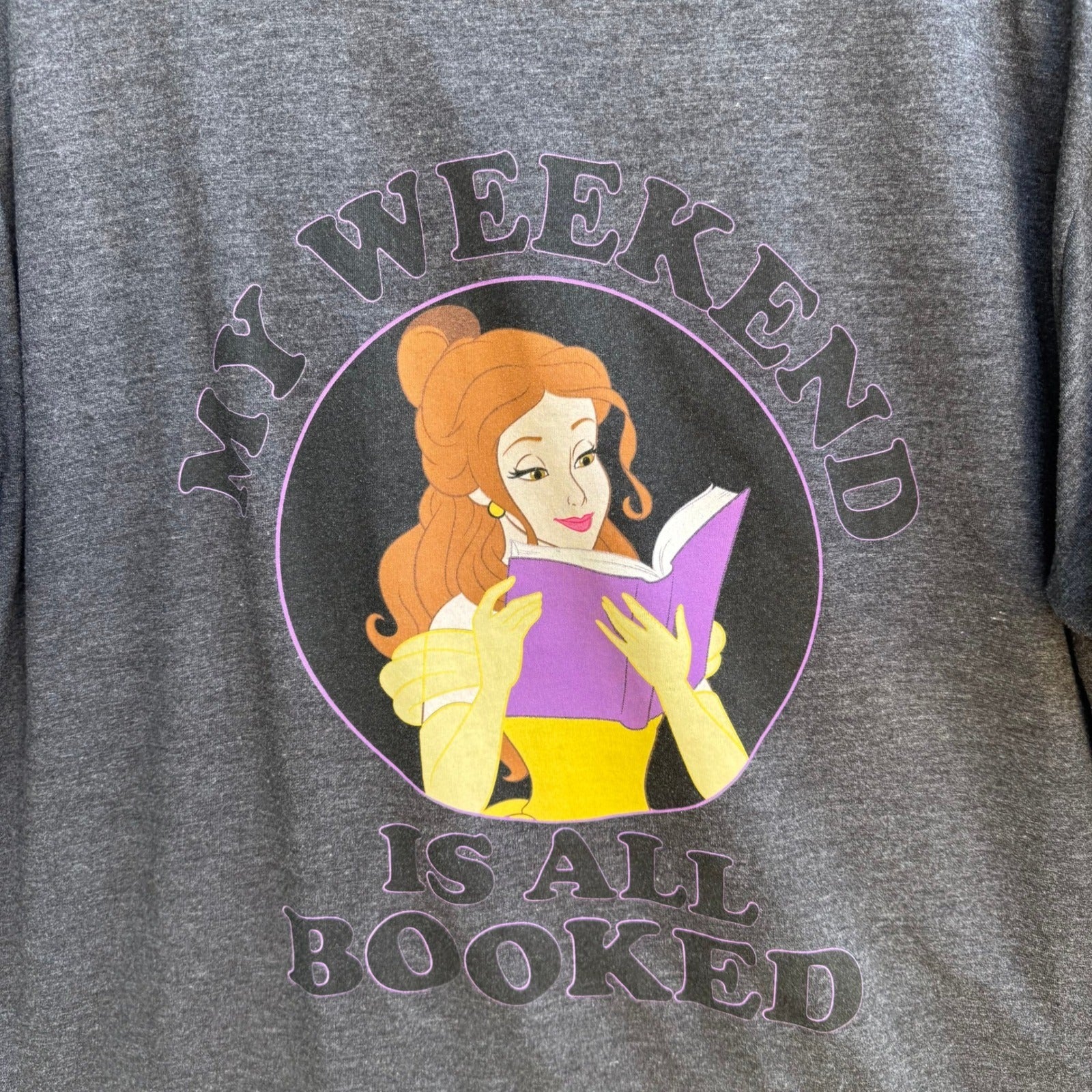 Disney Belle Beauty and the Beast My Weekend Is All Booked Graphic Tee Gray XL