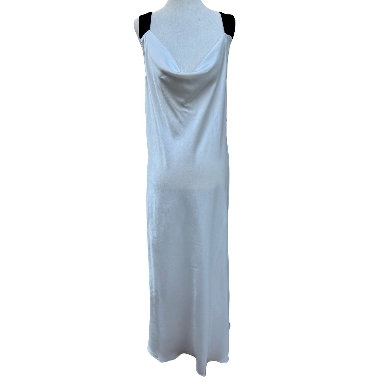 Vera Wang Cowl Neck Goddess Maxi Evening Dress Black Velvet X-Back Straps XL NEW