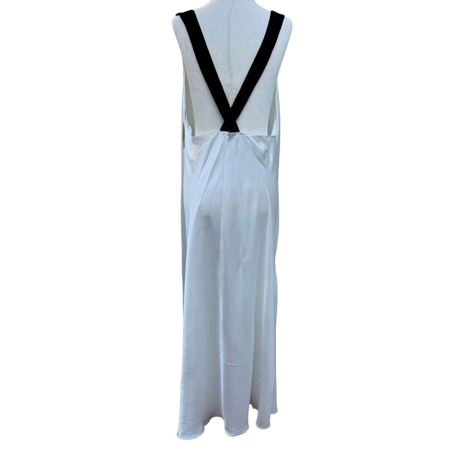 Vera Wang Cowl Neck Goddess Maxi Evening Dress Black Velvet X-Back Straps XL NEW