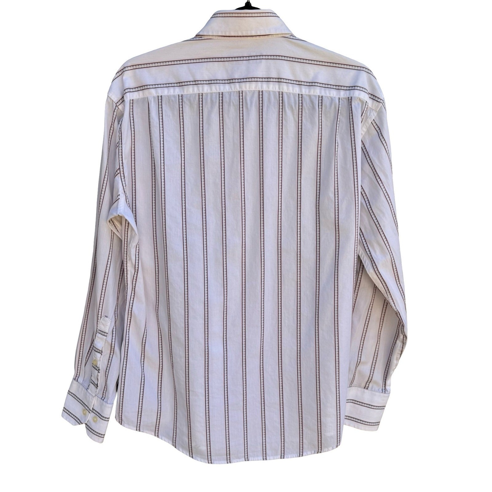 Ben Sherman Mens Mod Preppy White Striped Tailored Shirt Mens L Dobby Stripe